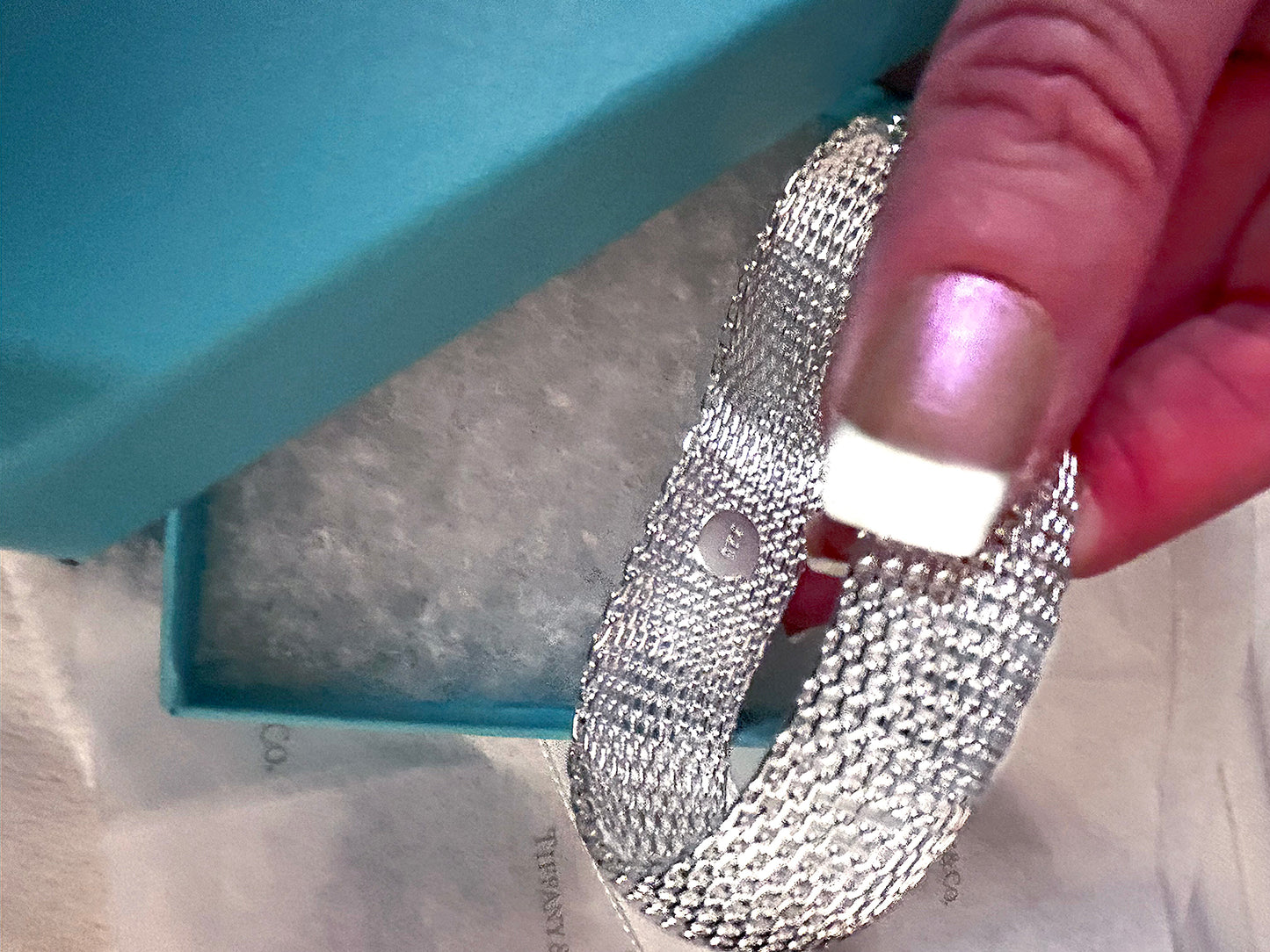 925 Sterling Silver Dense Mesh Women's Bangle Bracelet