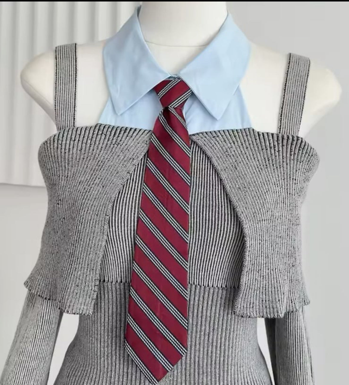 Off-shoulder Knitted Tie Design Blouse
