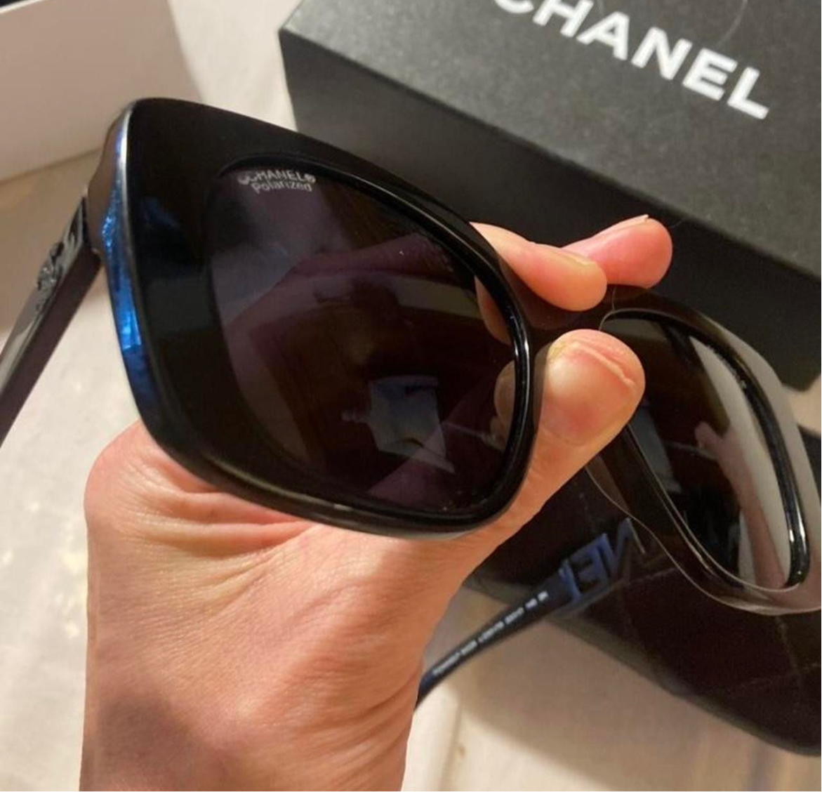 Acetate Strass Square Polarized Sunglasses