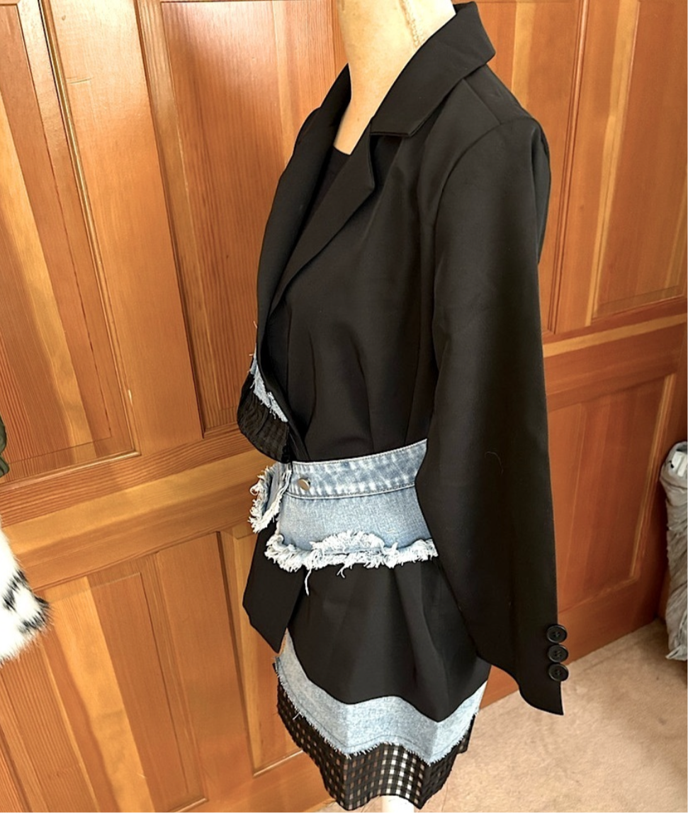 Designer Denim Patchwork Blazer