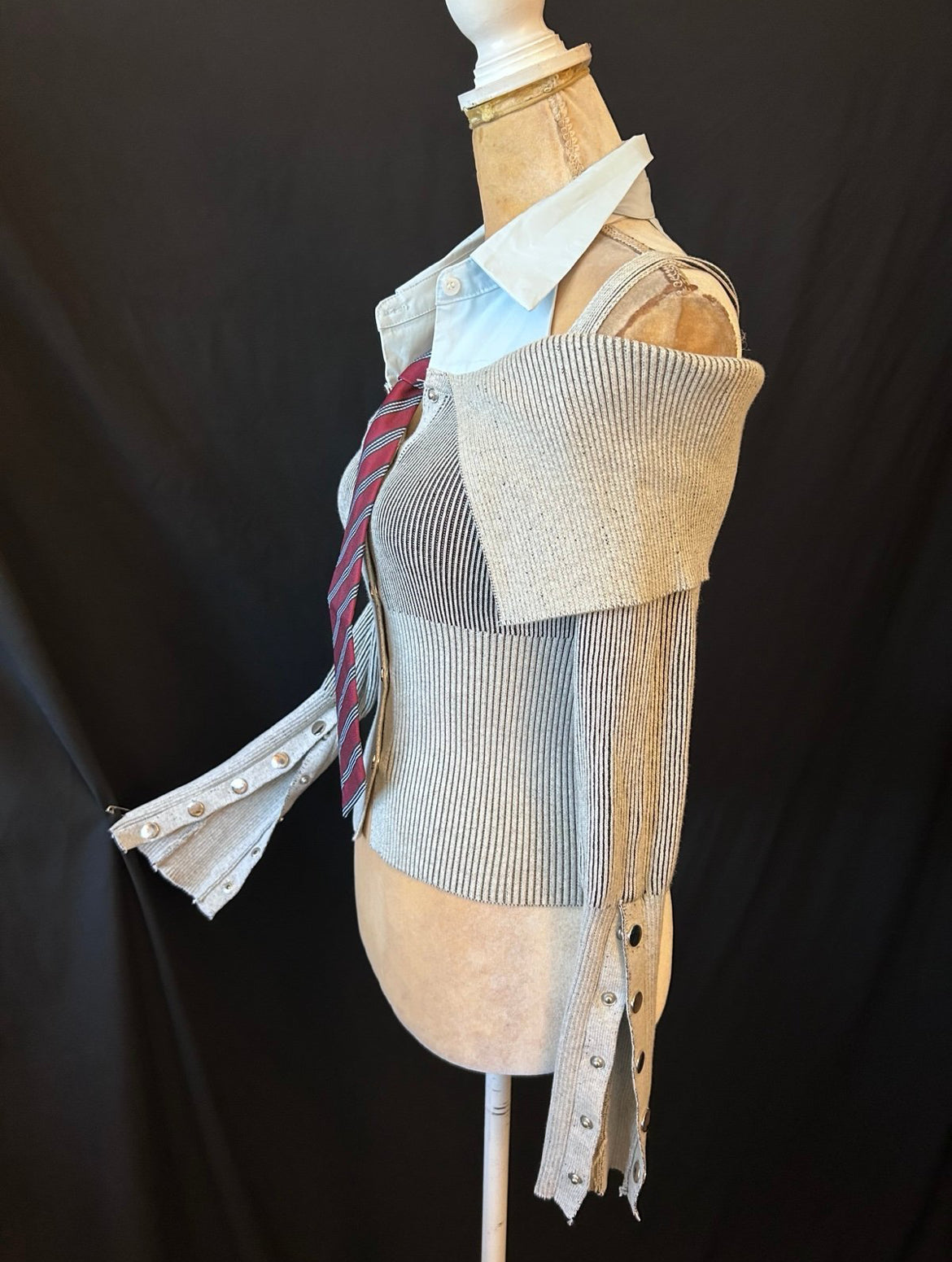 Off-shoulder Knitted Tie Design Blouse