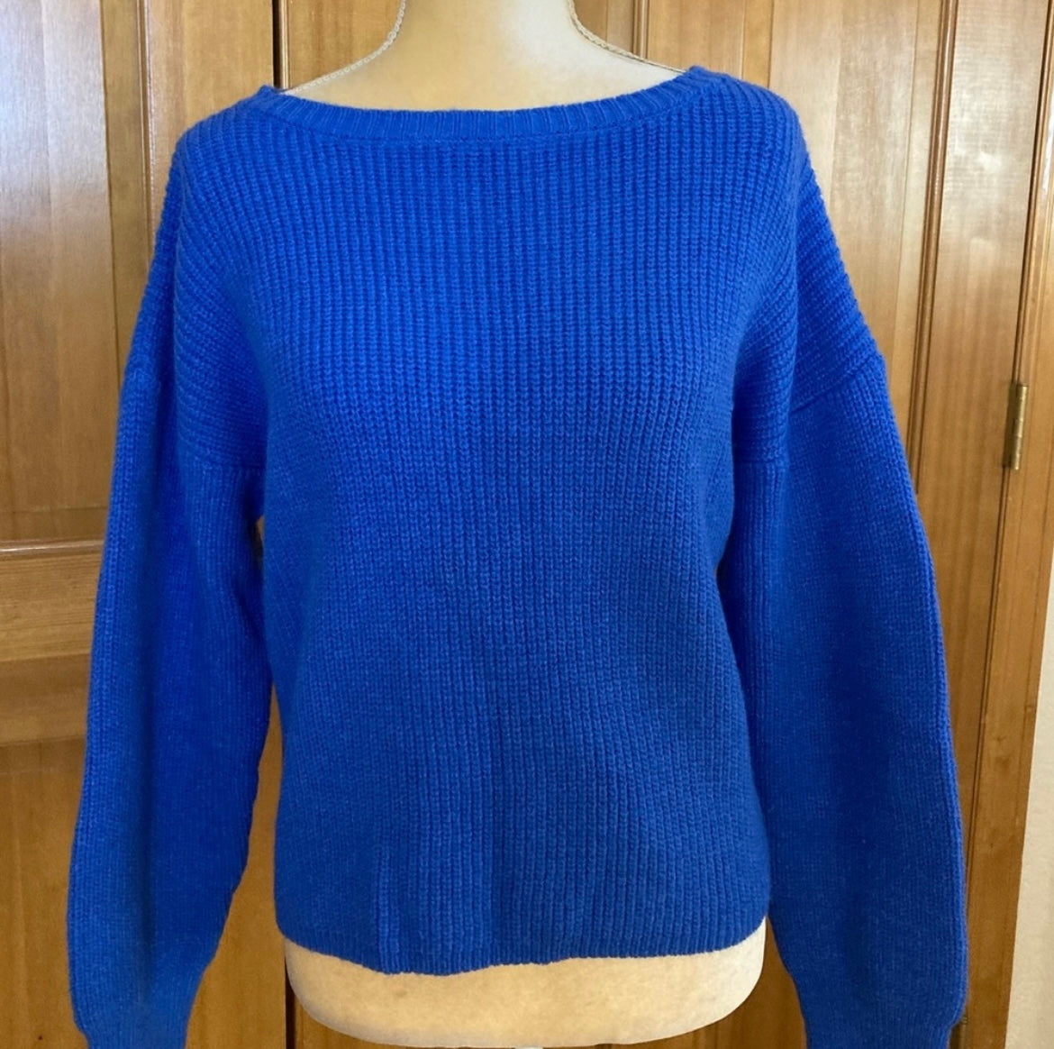 Royal Blue Drop Shoulder Ribbed knit Sweater