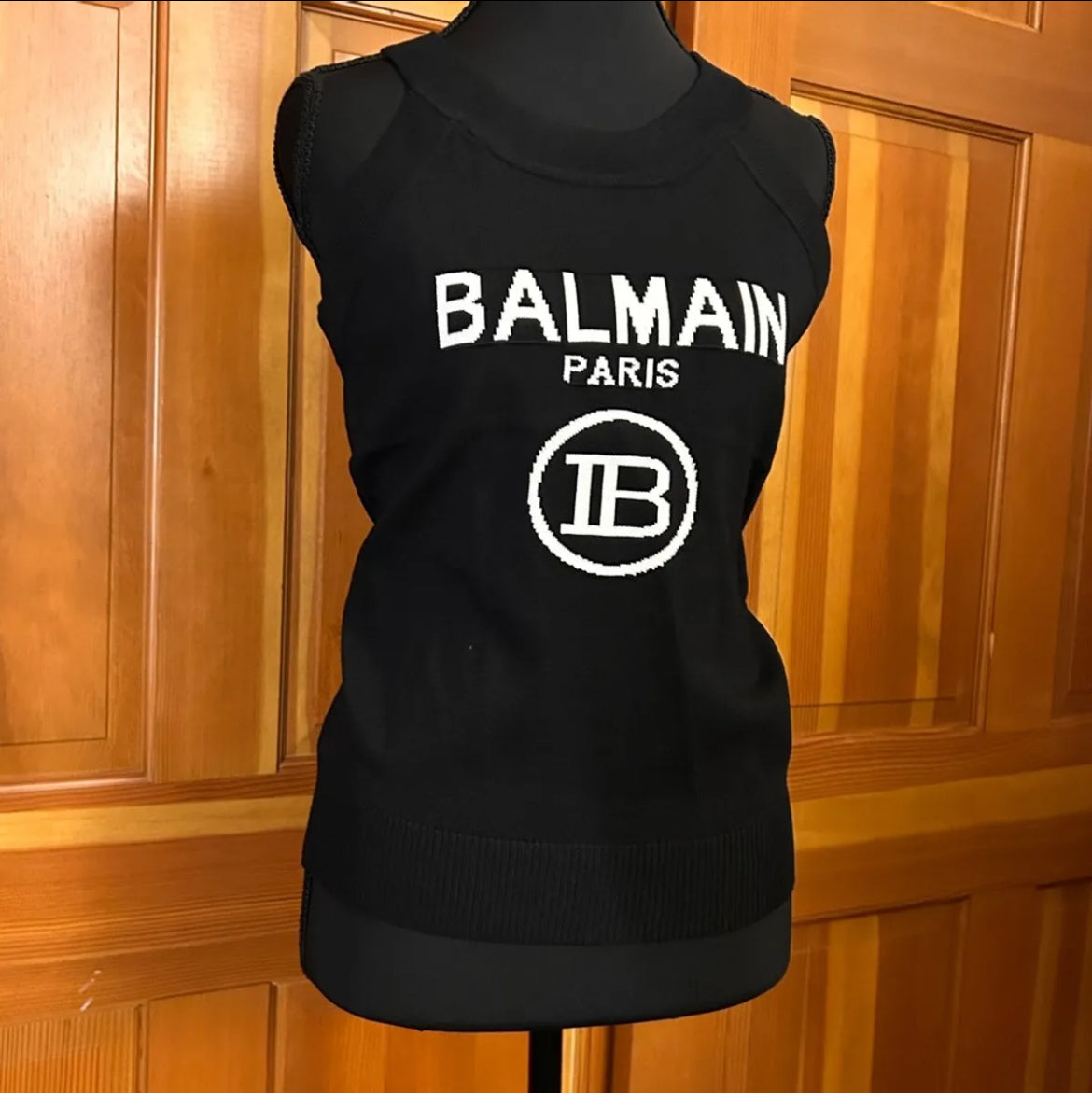 Balmain Paris Knit Halter Tank.