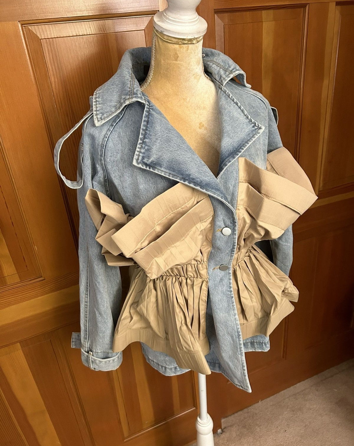 Ruffle Patchwork Denim Jacket
