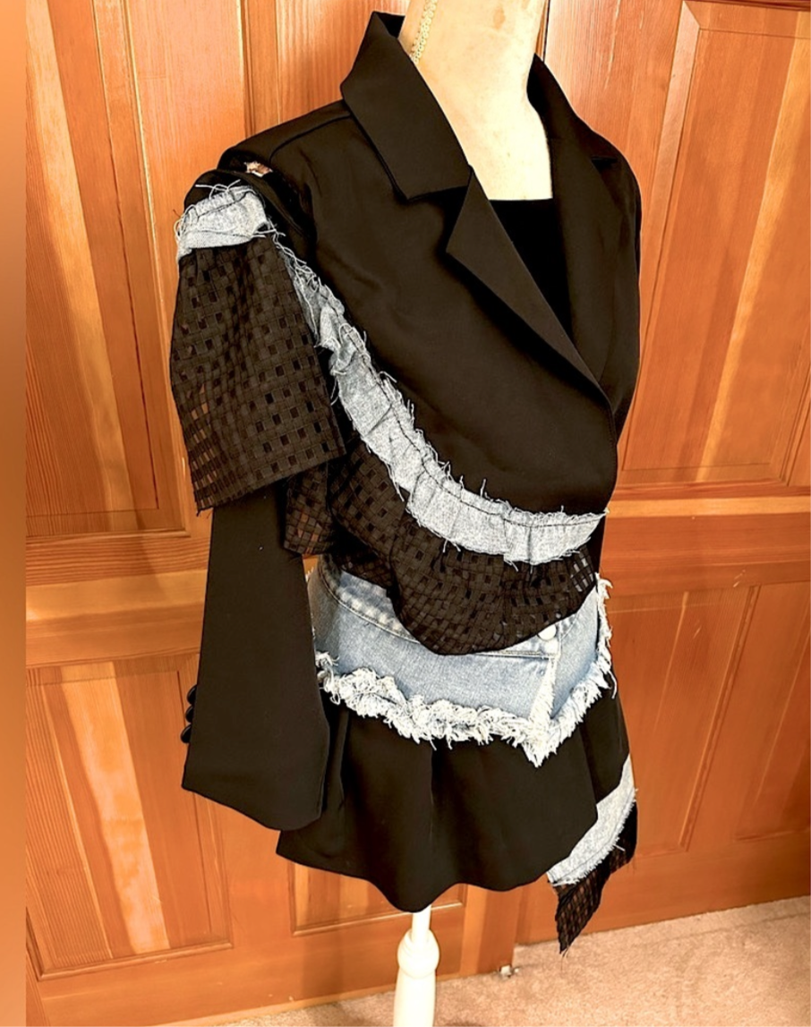 Designer Denim Patchwork Blazer