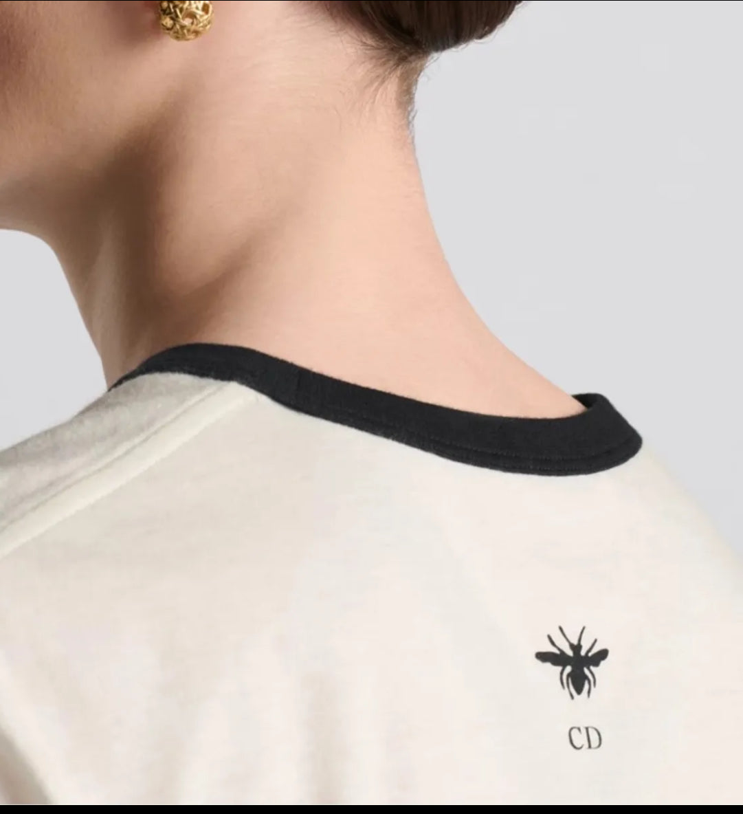 DIOR White Cotton Tee Miss Dior Graffiti Motif