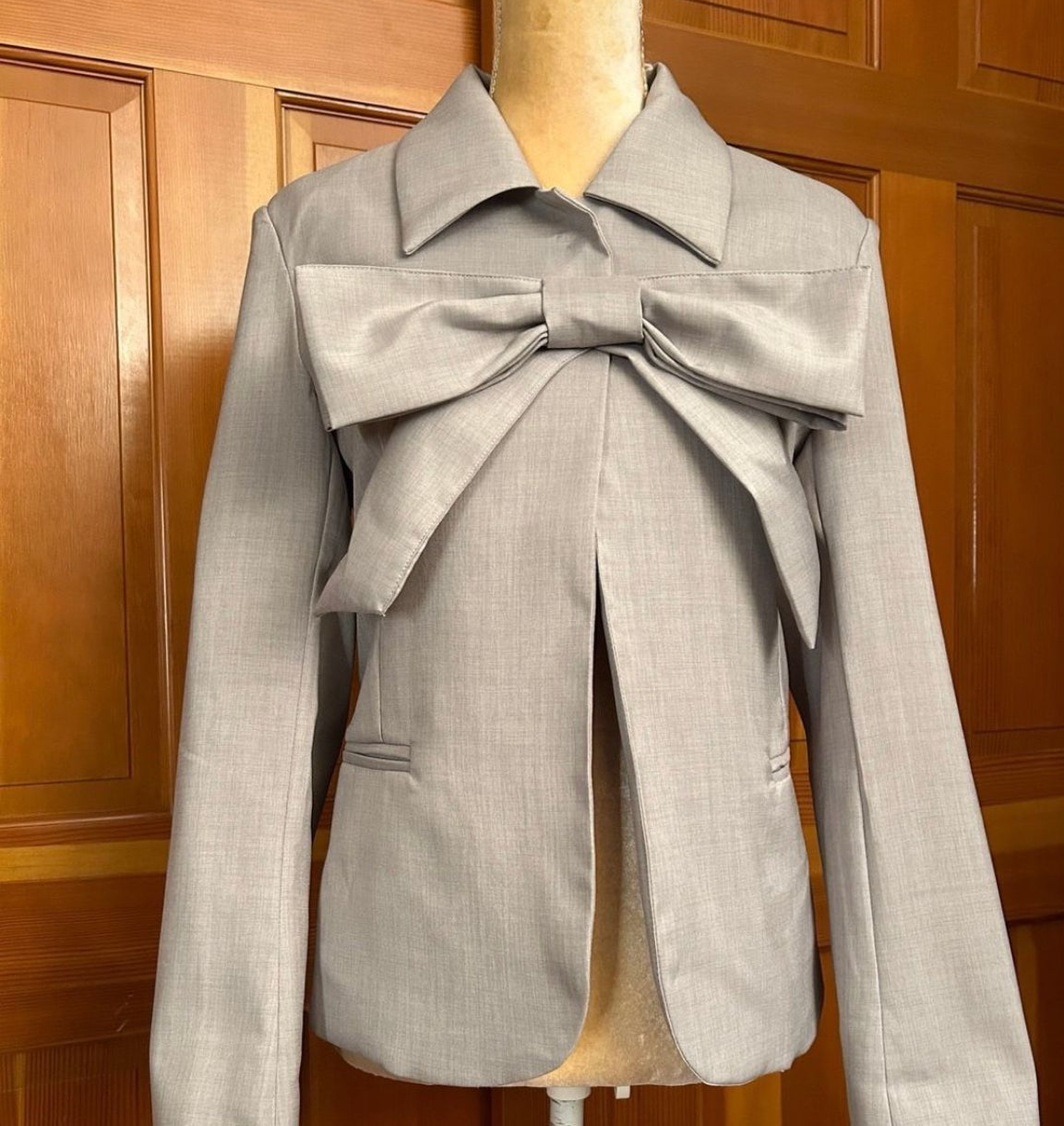 Gray Bowknot Designer Shirt.