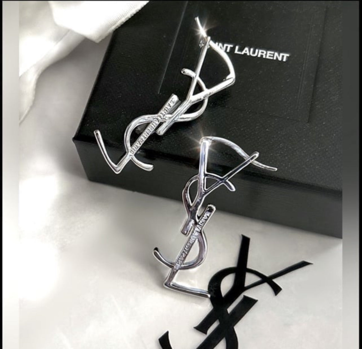 Cassandre Monogram-Logo Lettering Earring Set