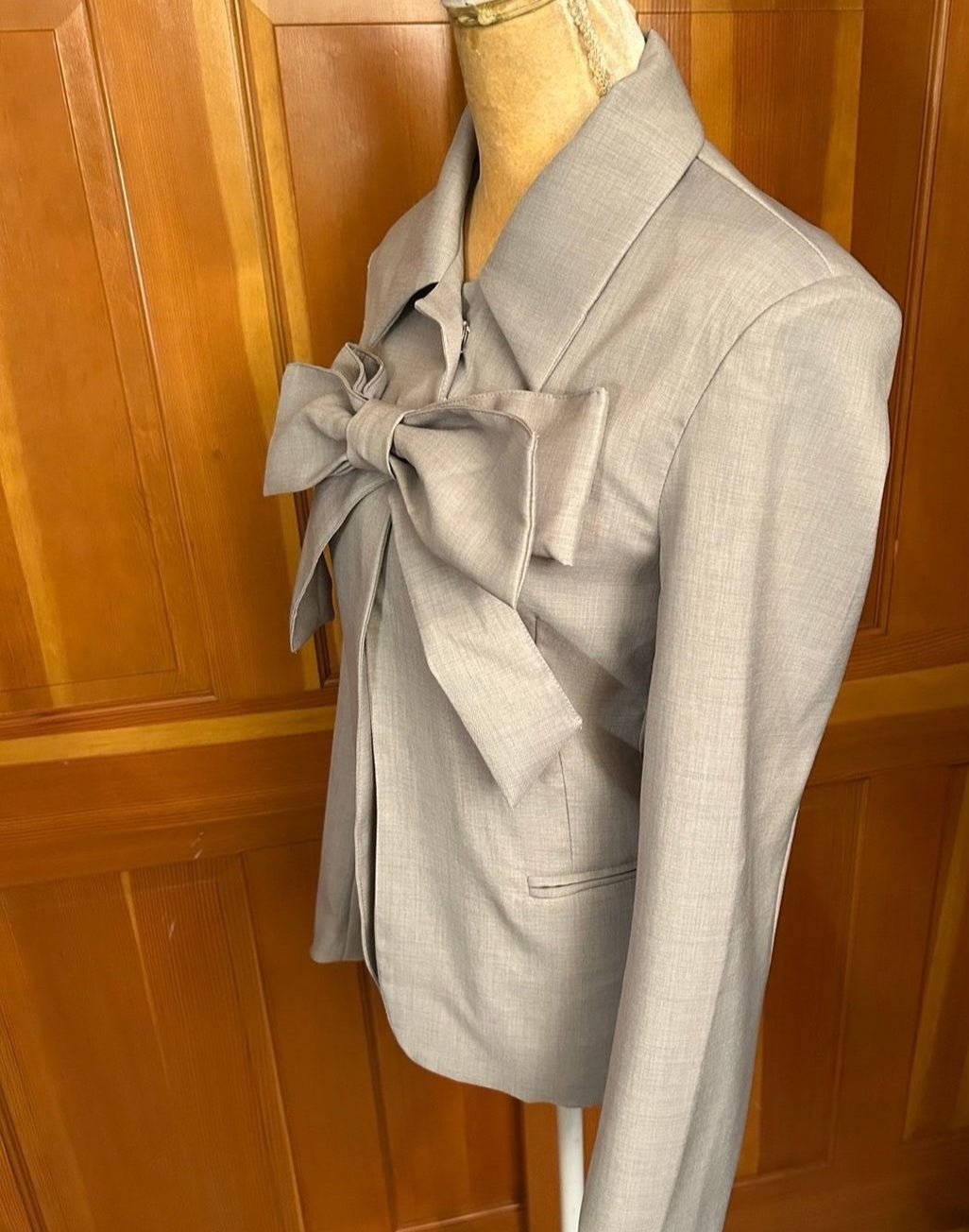 Gray Bowknot Designer Shirt.