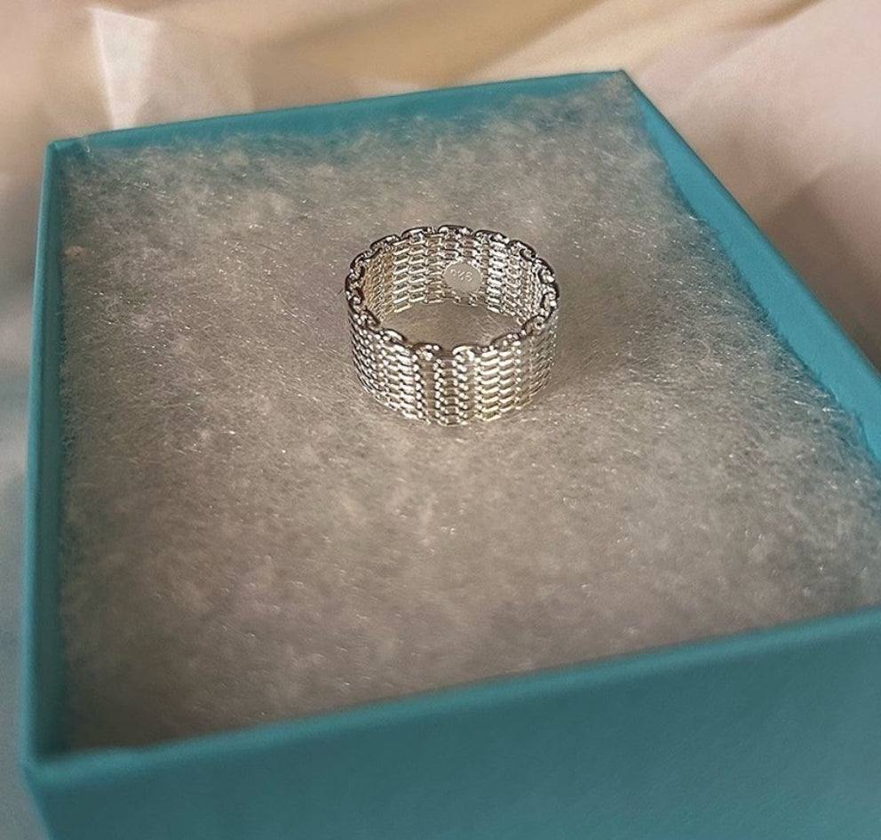 925 Silver Dense Mesh Band Ring