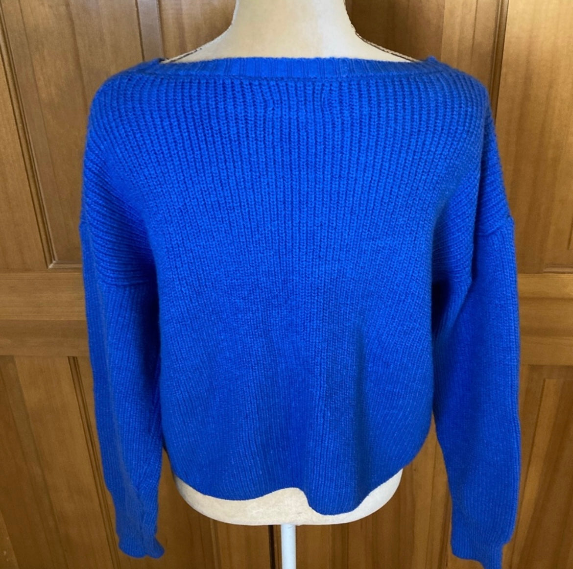 Royal Blue Drop Shoulder Ribbed knit Sweater