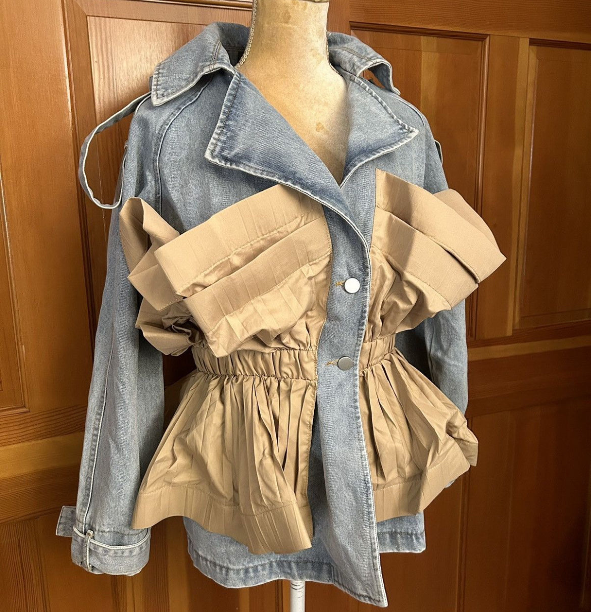 Ruffle Patchwork Denim Jacket