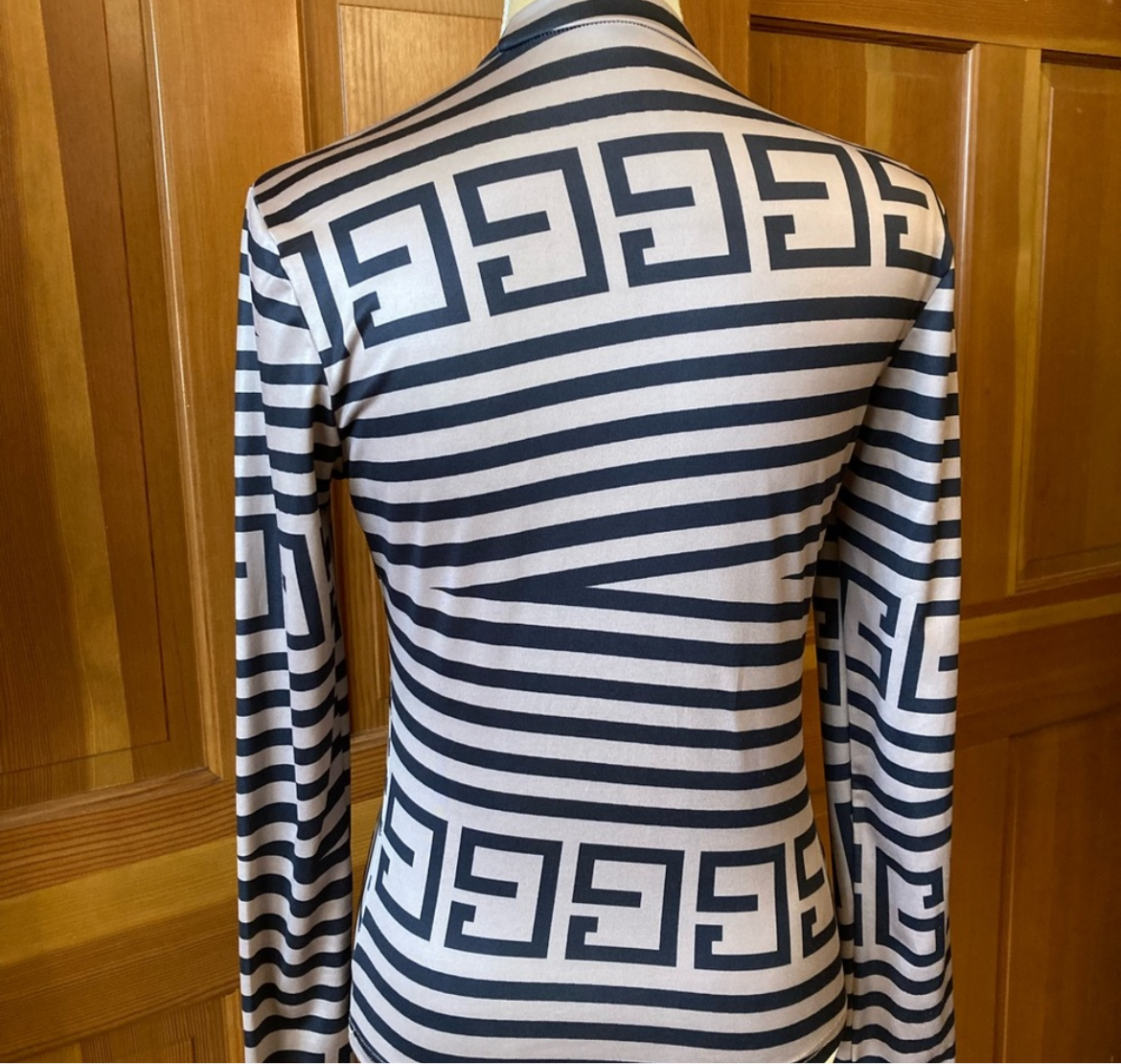 Balmaini Print Designer Mock Tee Blouse.