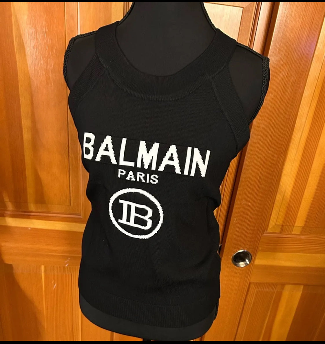 Balmain Paris Knit Halter Tank.