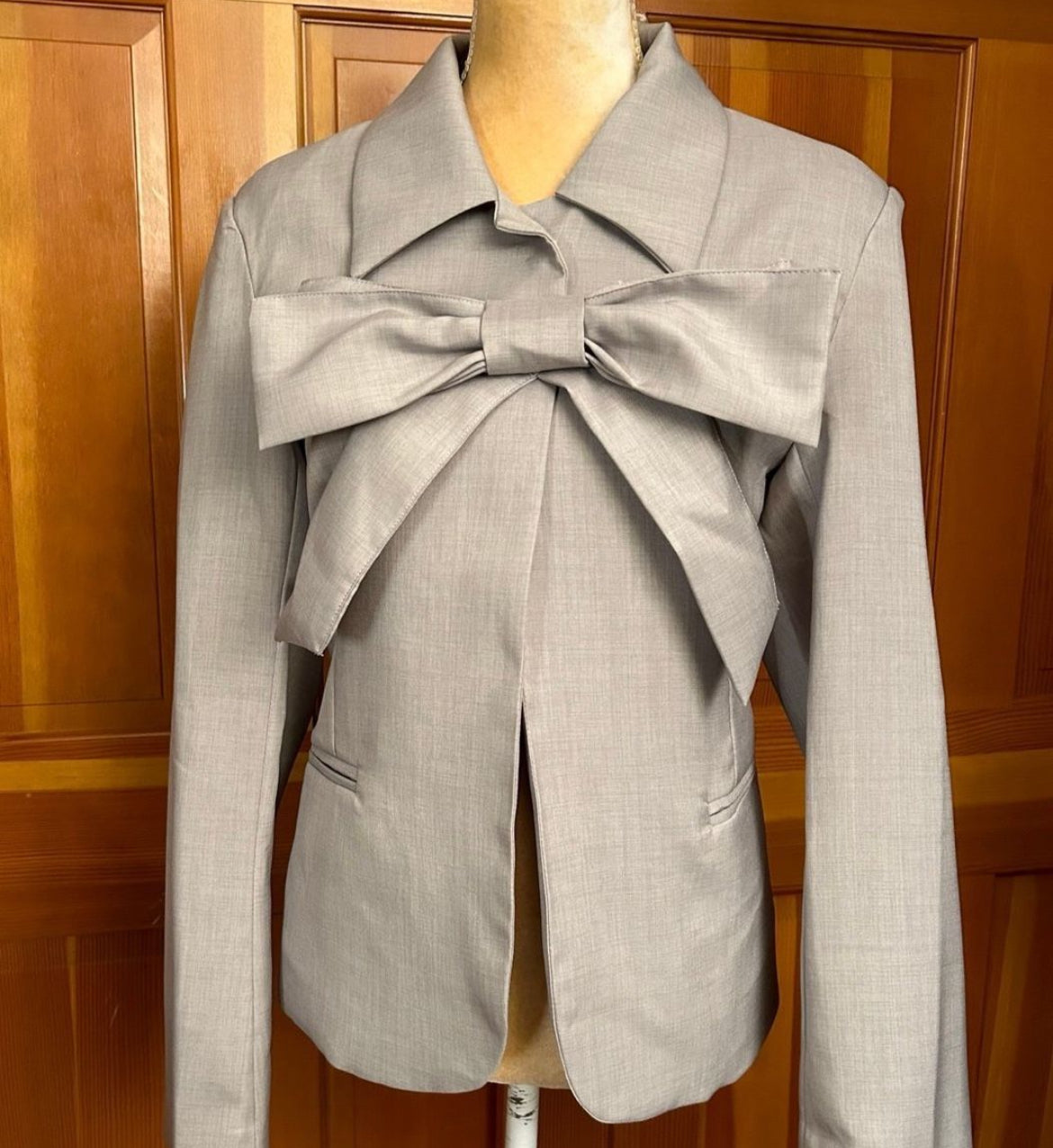 Gray Bowknot Designer Shirt.