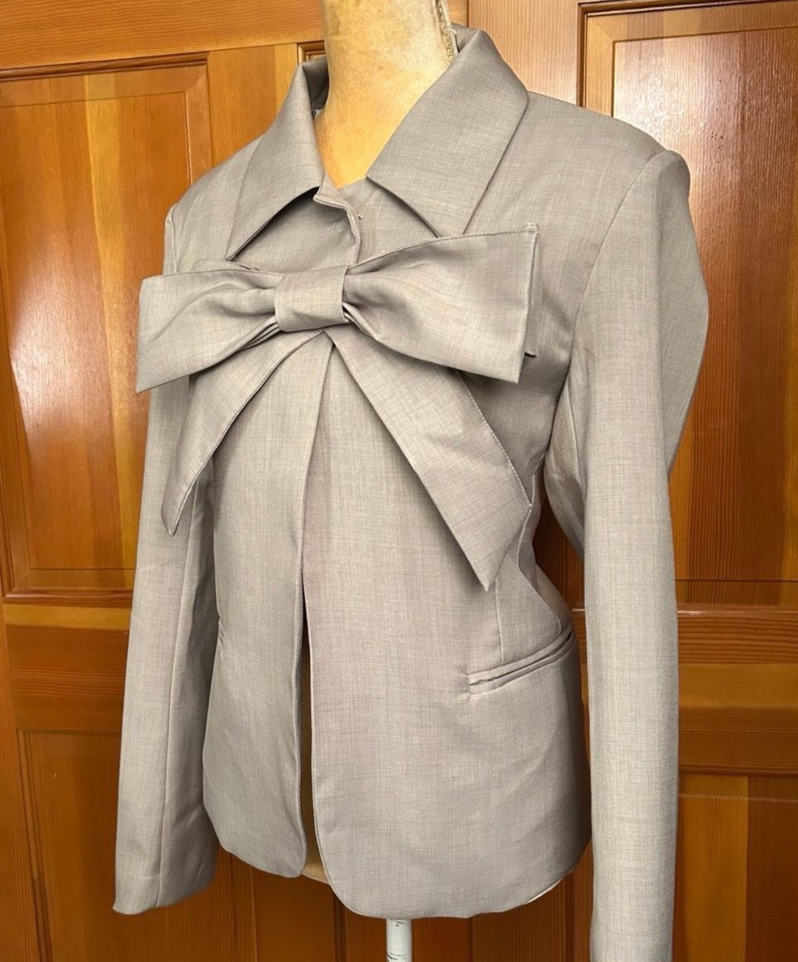 Gray Bowknot Designer Shirt.