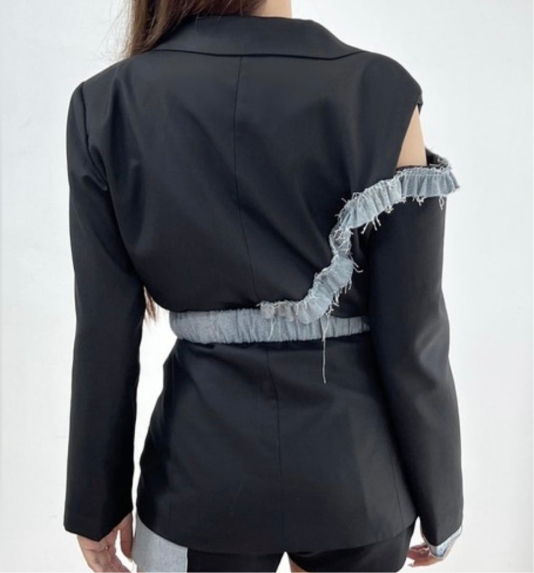 Designer Denim Patchwork Blazer