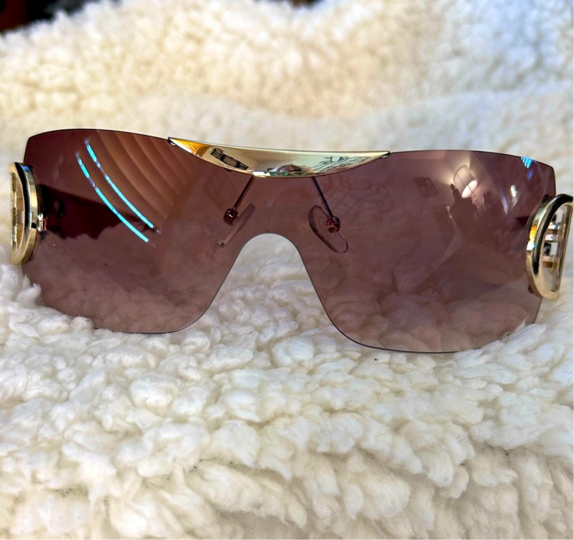 Gold Tea Shield Style Glamour Sunglasses
