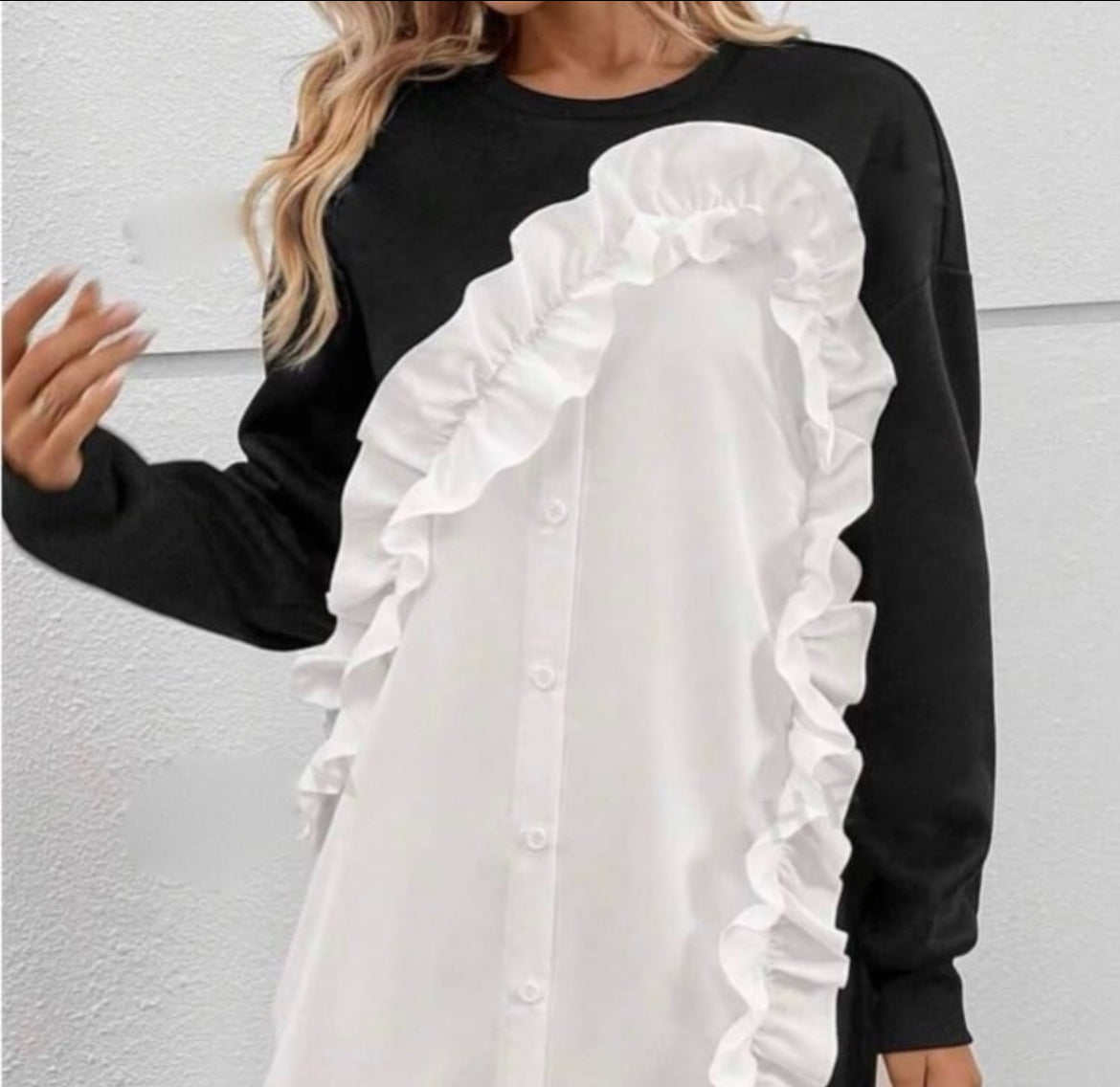 Ruffle Trim Button Dress