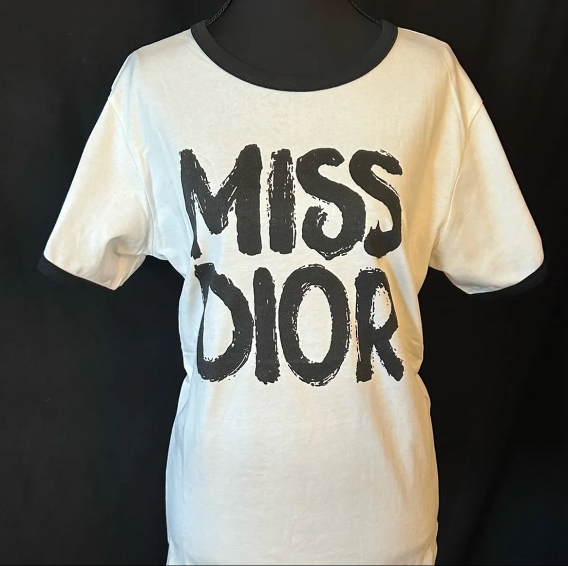 DIOR White Cotton Tee Miss Dior Graffiti Motif