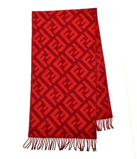 Jacquard Red Tasseled Scarf