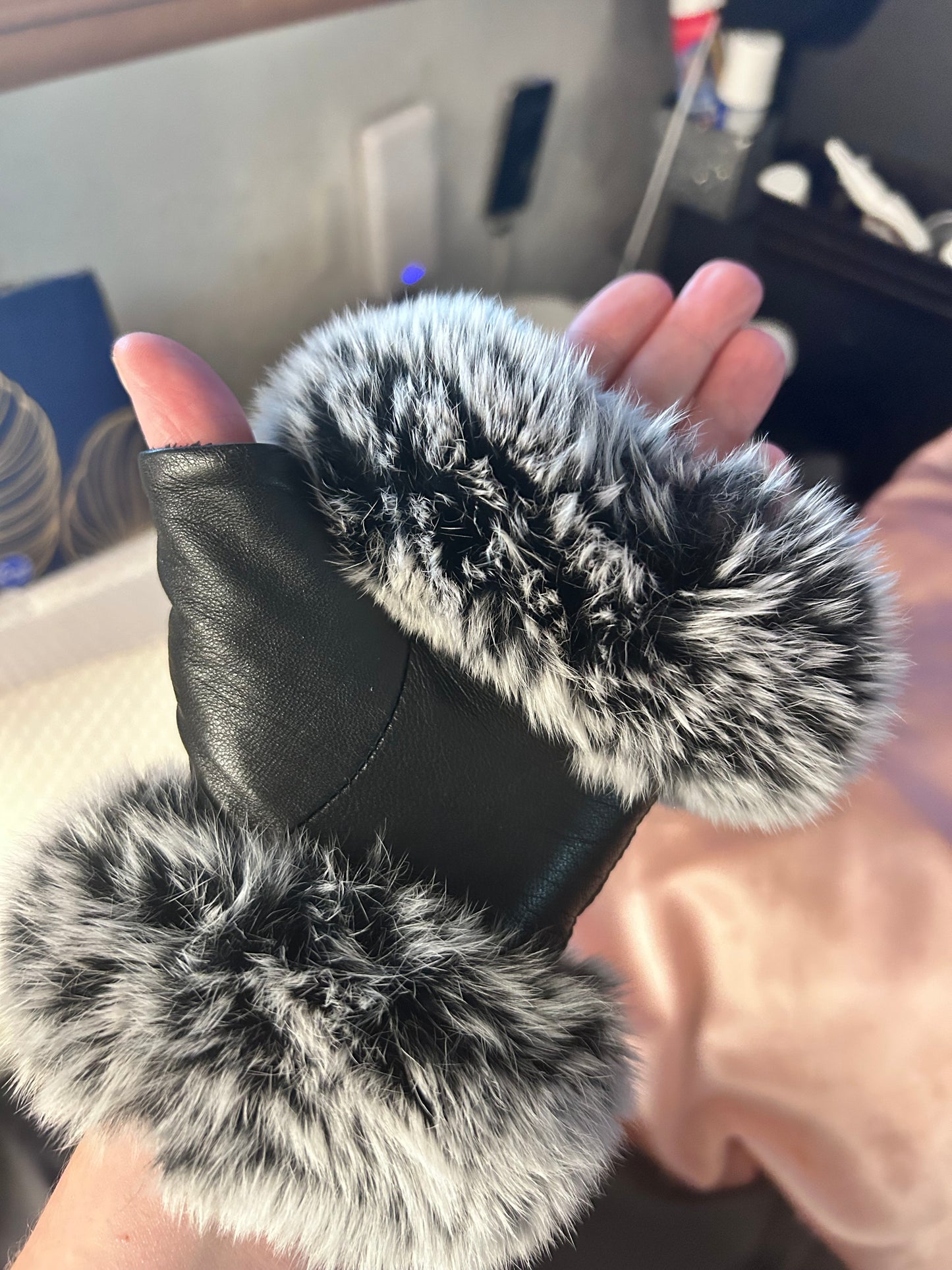 Chanel Fingerless Faux Fur Gloves
