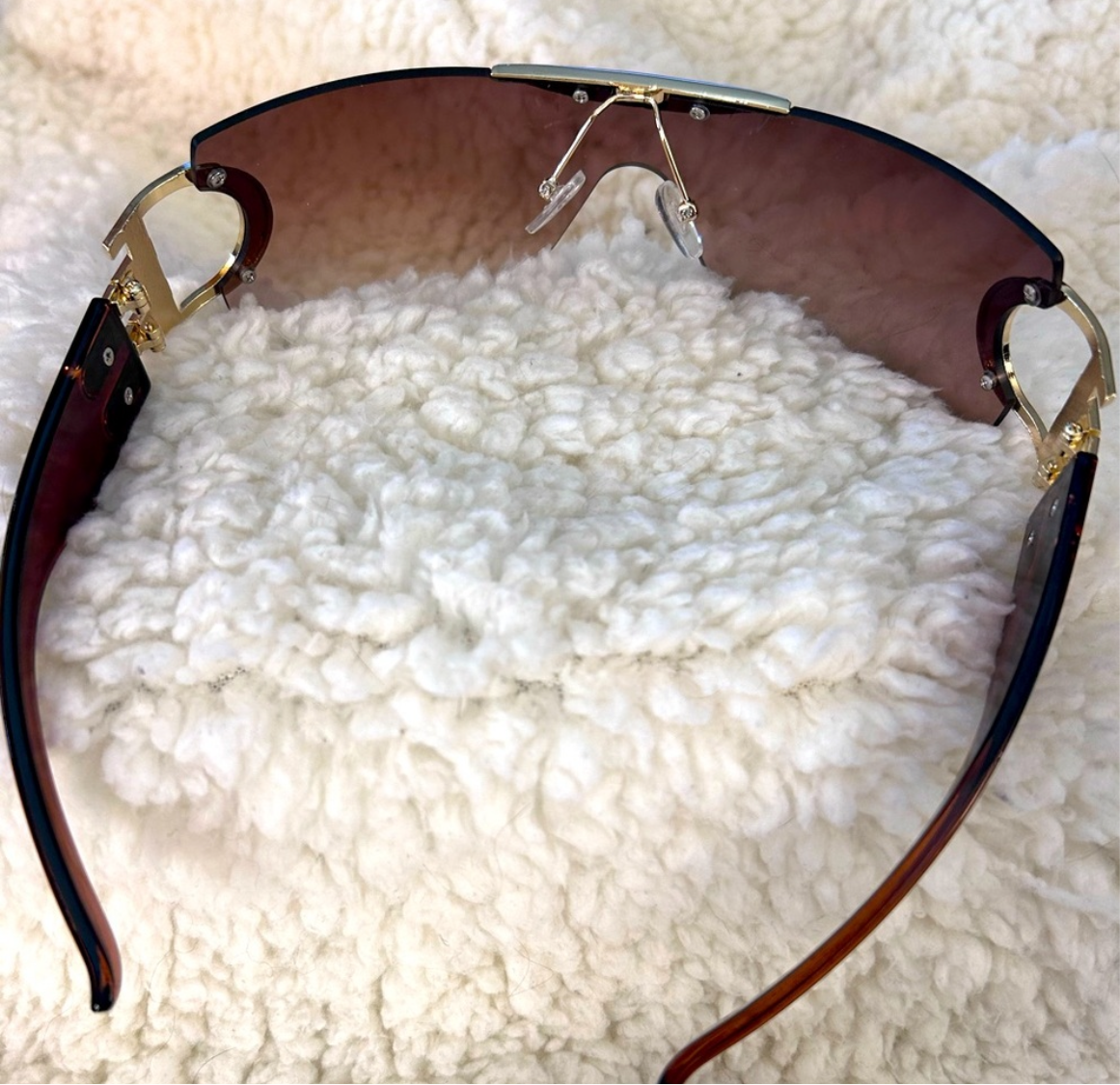Gold Tea Shield Style Glamour Sunglasses