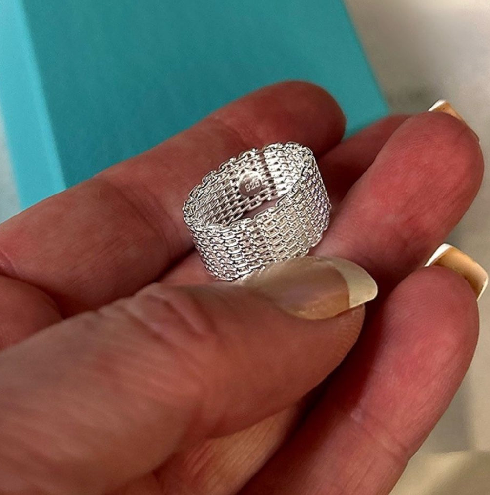 925 Silver Dense Mesh Band Ring