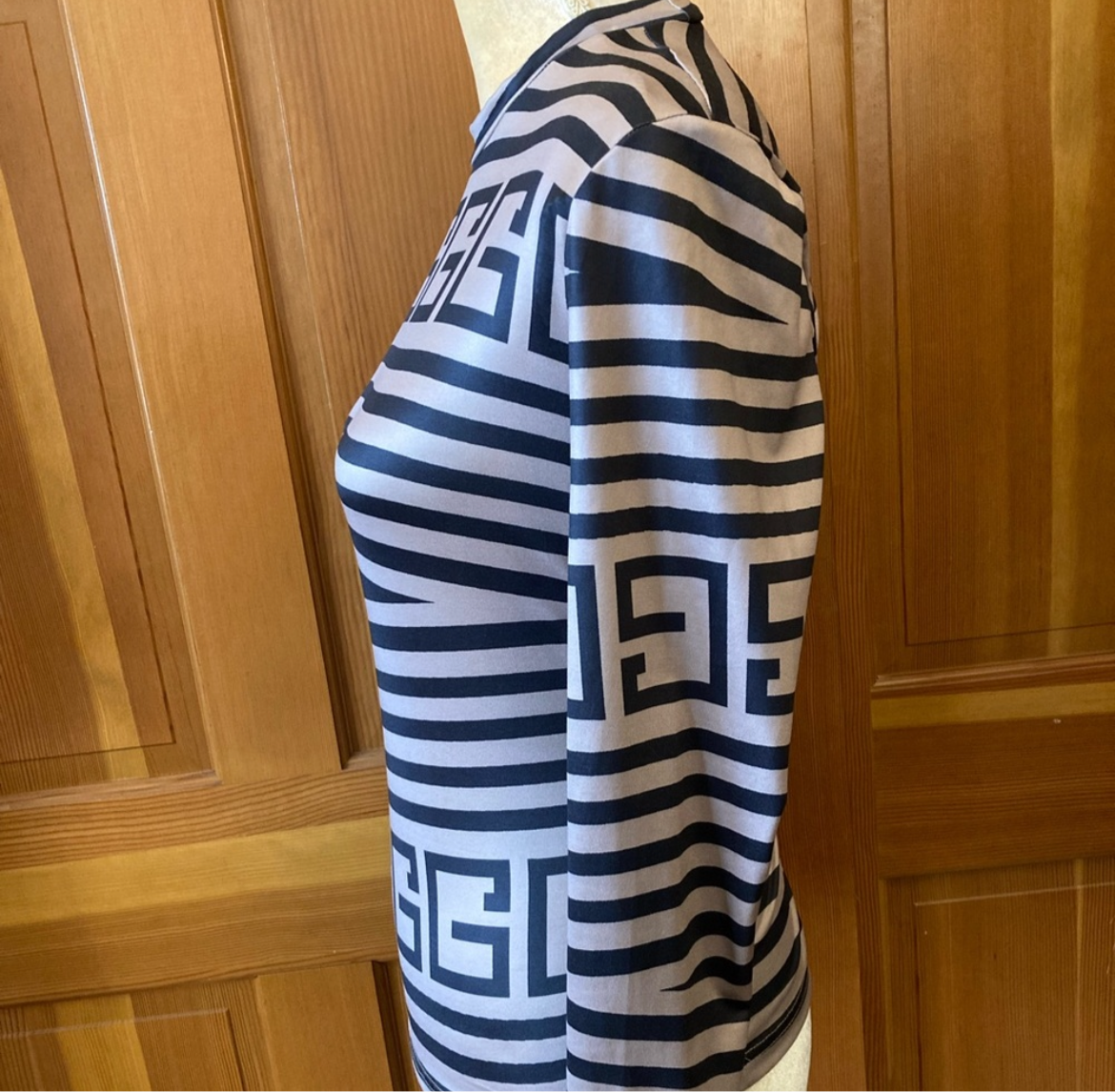 Balmaini Print Designer Mock Tee Blouse.