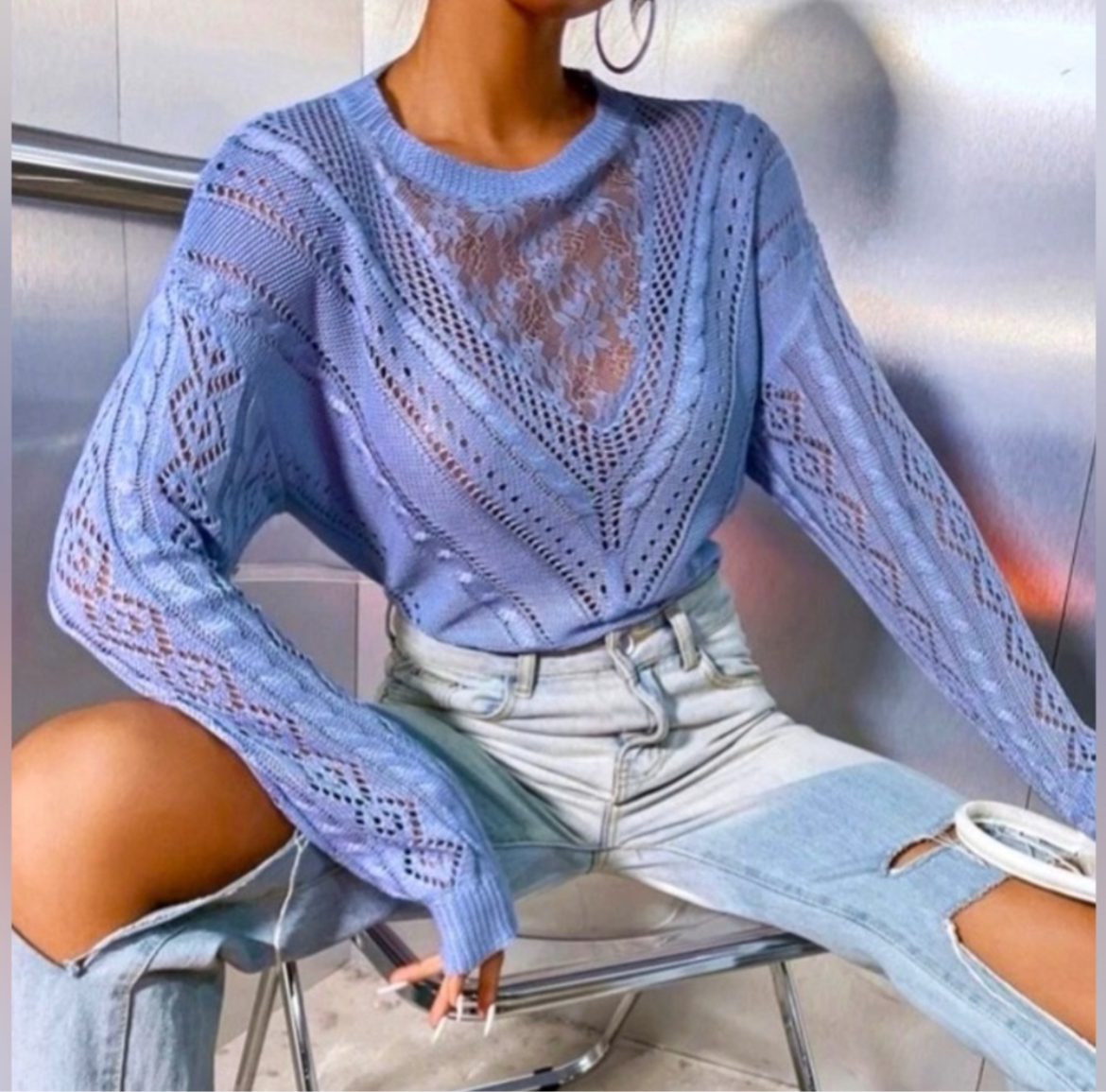 Dusty Lavender Ribbed Knit Women’s sweater.