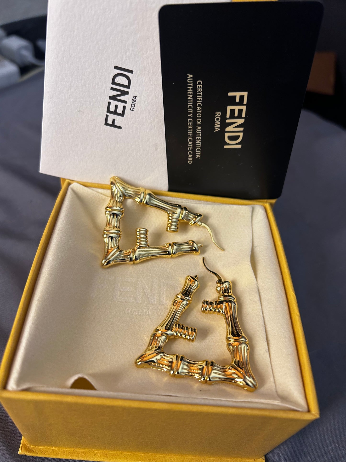 Large Gold BAMBOO Style Earrings