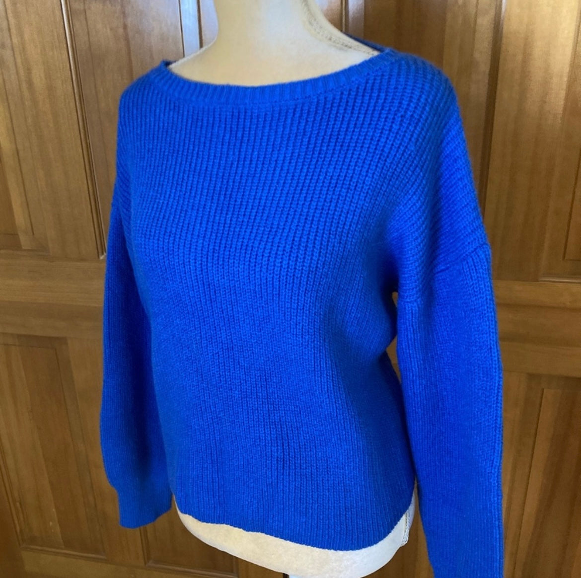 Royal Blue Drop Shoulder Ribbed knit Sweater