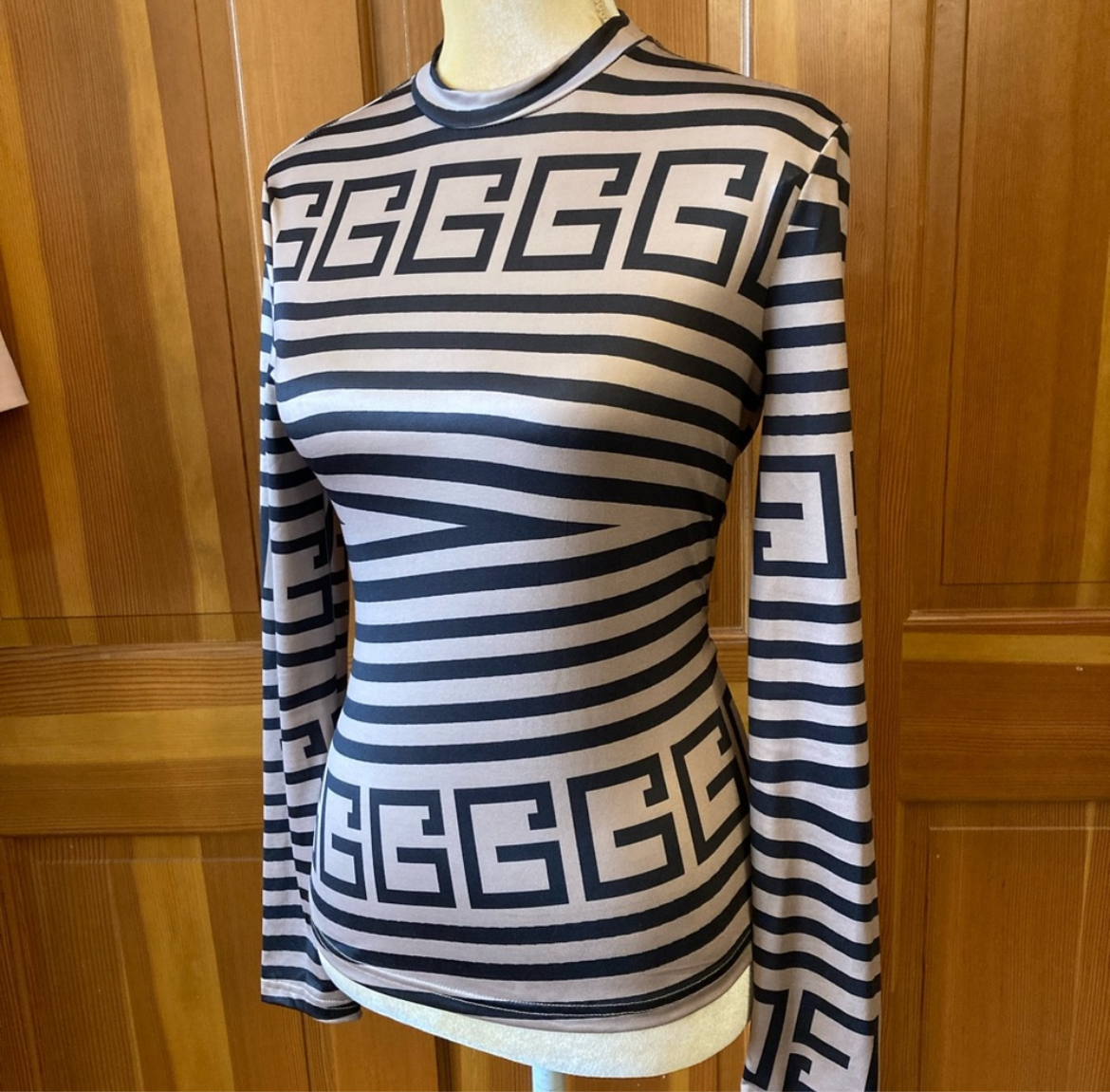 Balmaini Print Designer Mock Tee Blouse.