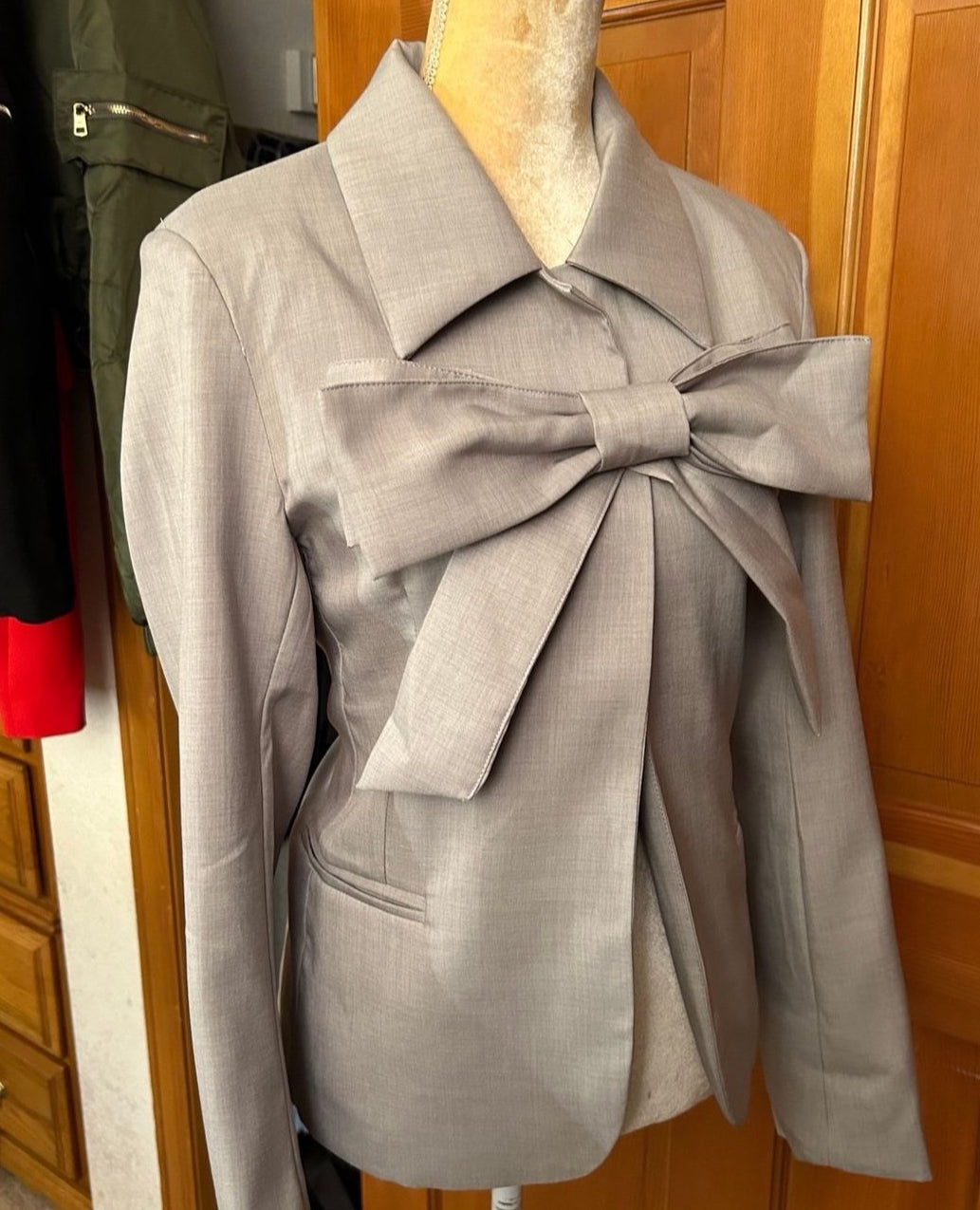 Gray Bowknot Designer Shirt.