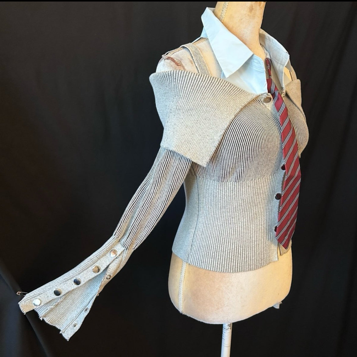 Off-shoulder Knitted Tie Design Blouse