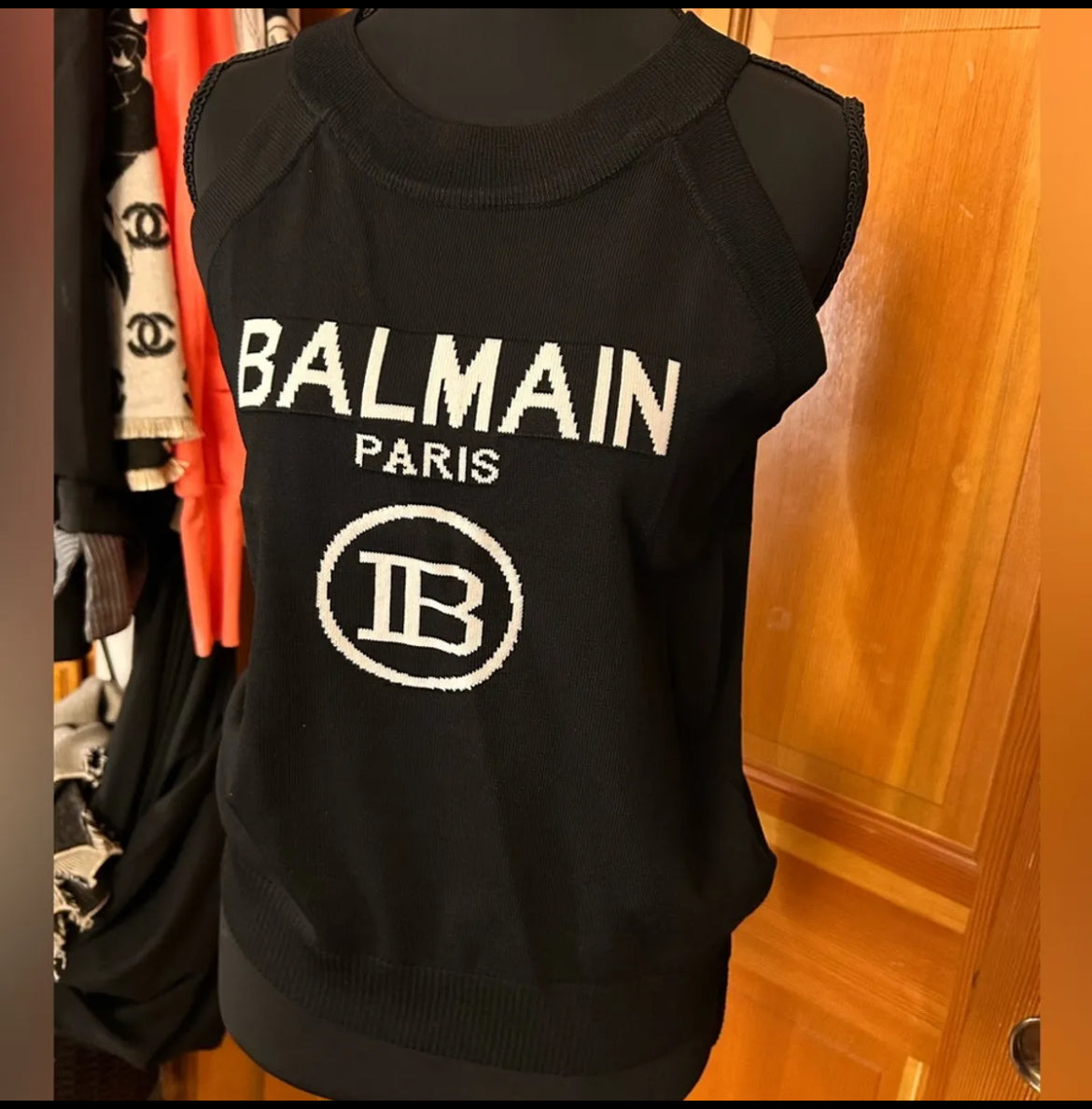Balmain Paris Knit Halter Tank.