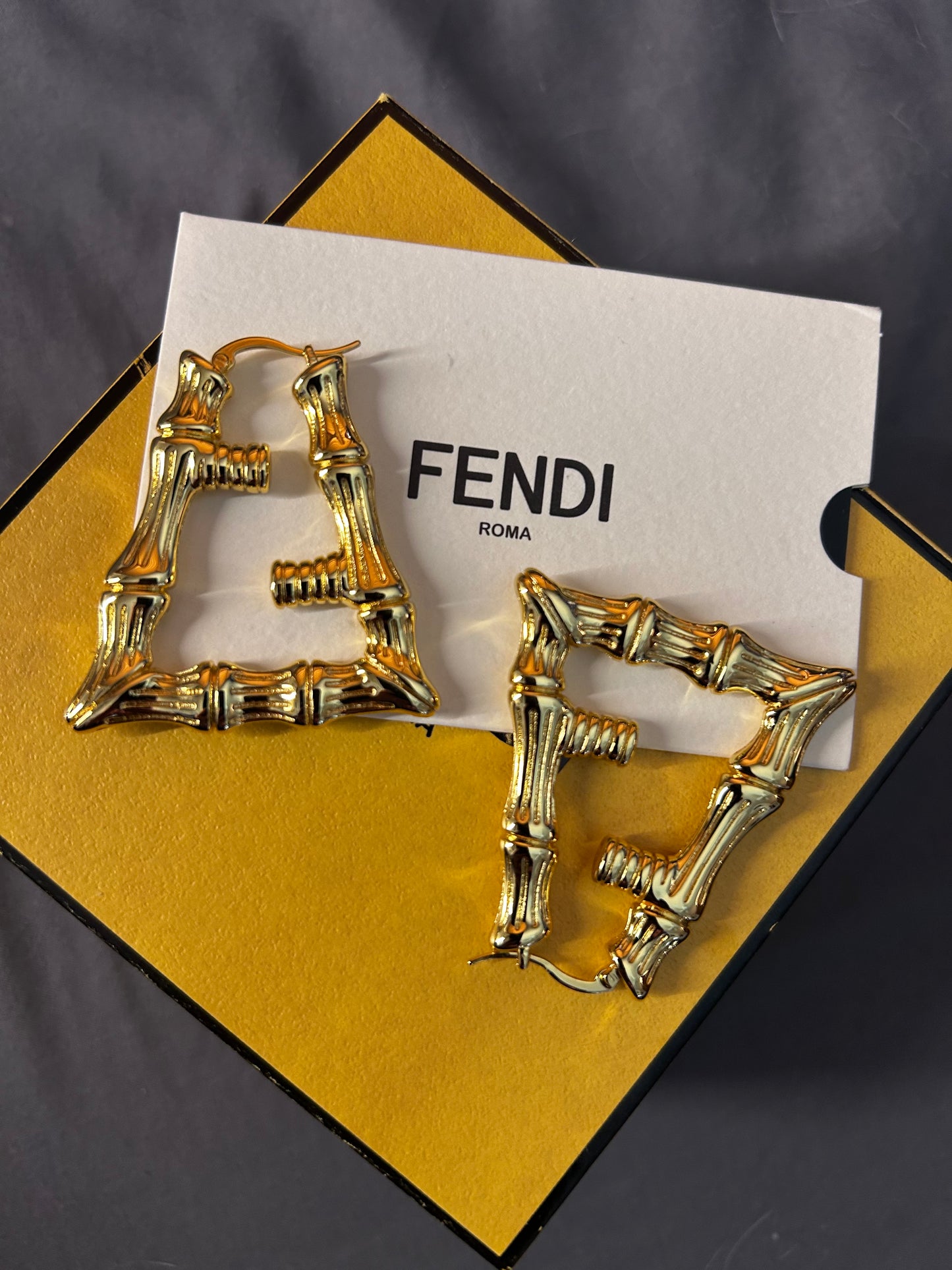 Large Gold BAMBOO Style Earrings