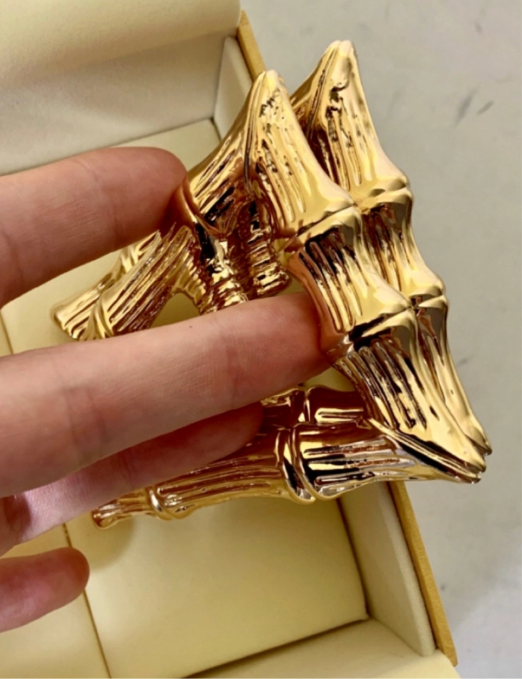 Large Gold BAMBOO Style Earrings