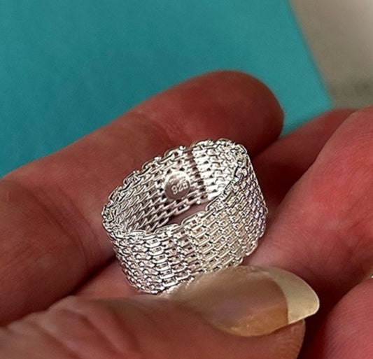 925 Silver Dense Mesh Band Ring