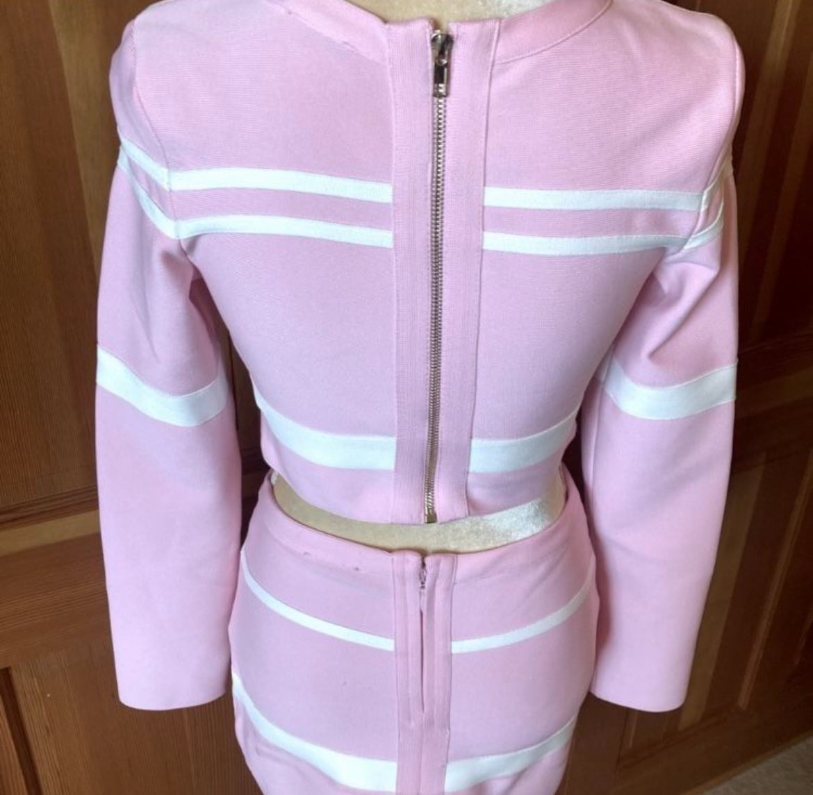 Pink Crop Top Skirt
Bandage Suit Set.