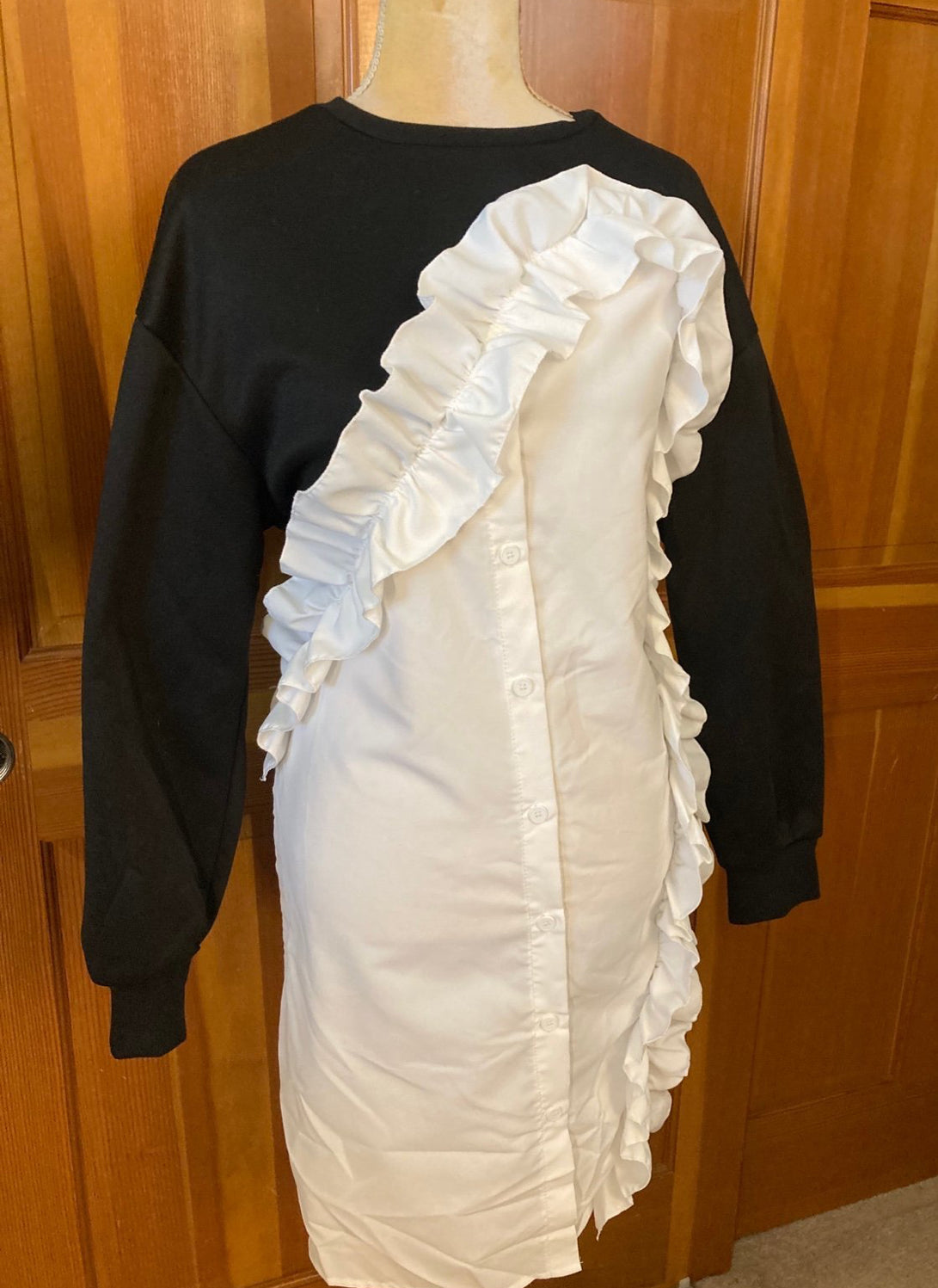 Ruffle Trim Button Dress