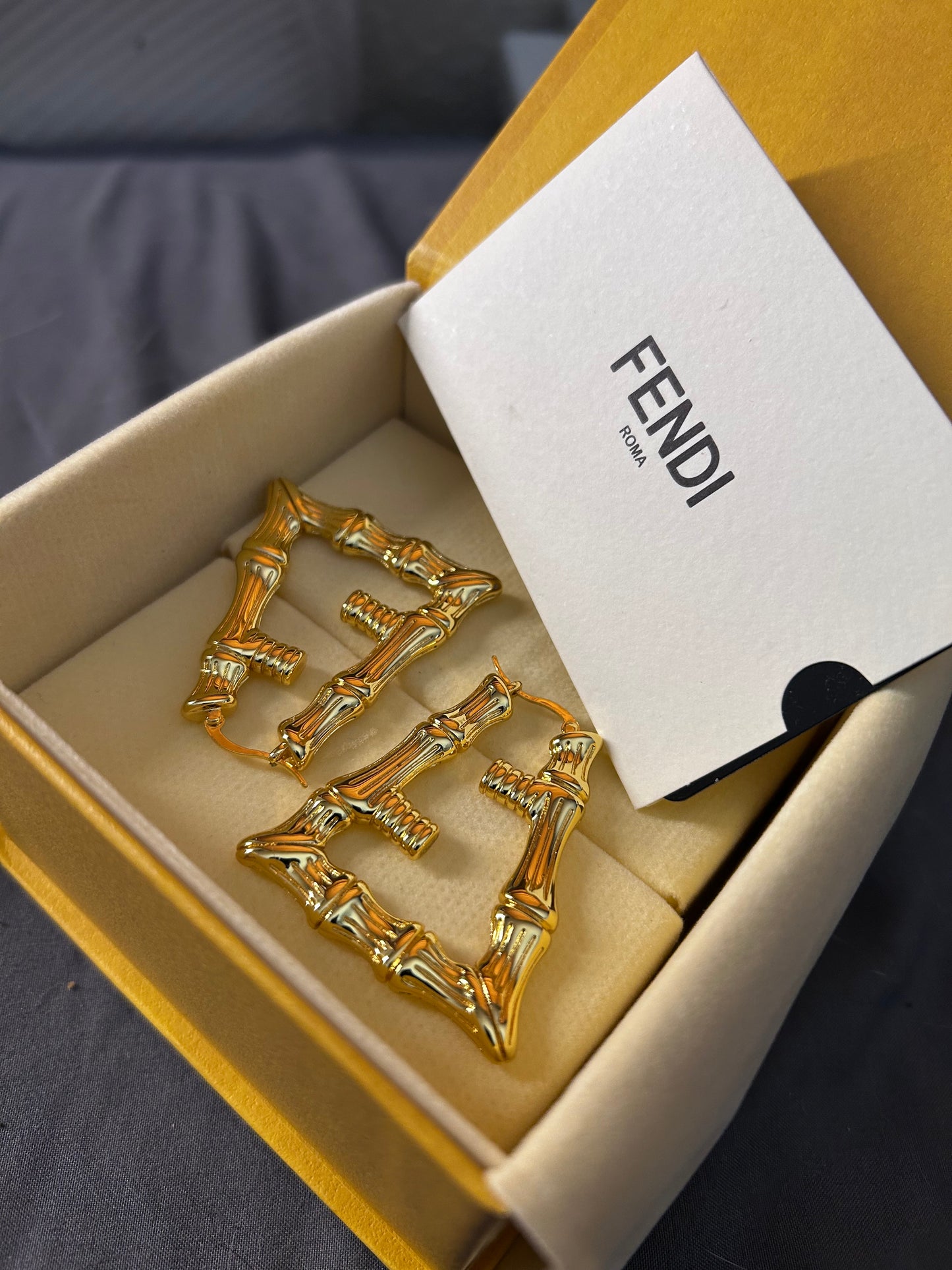 Large Gold BAMBOO Style Earrings