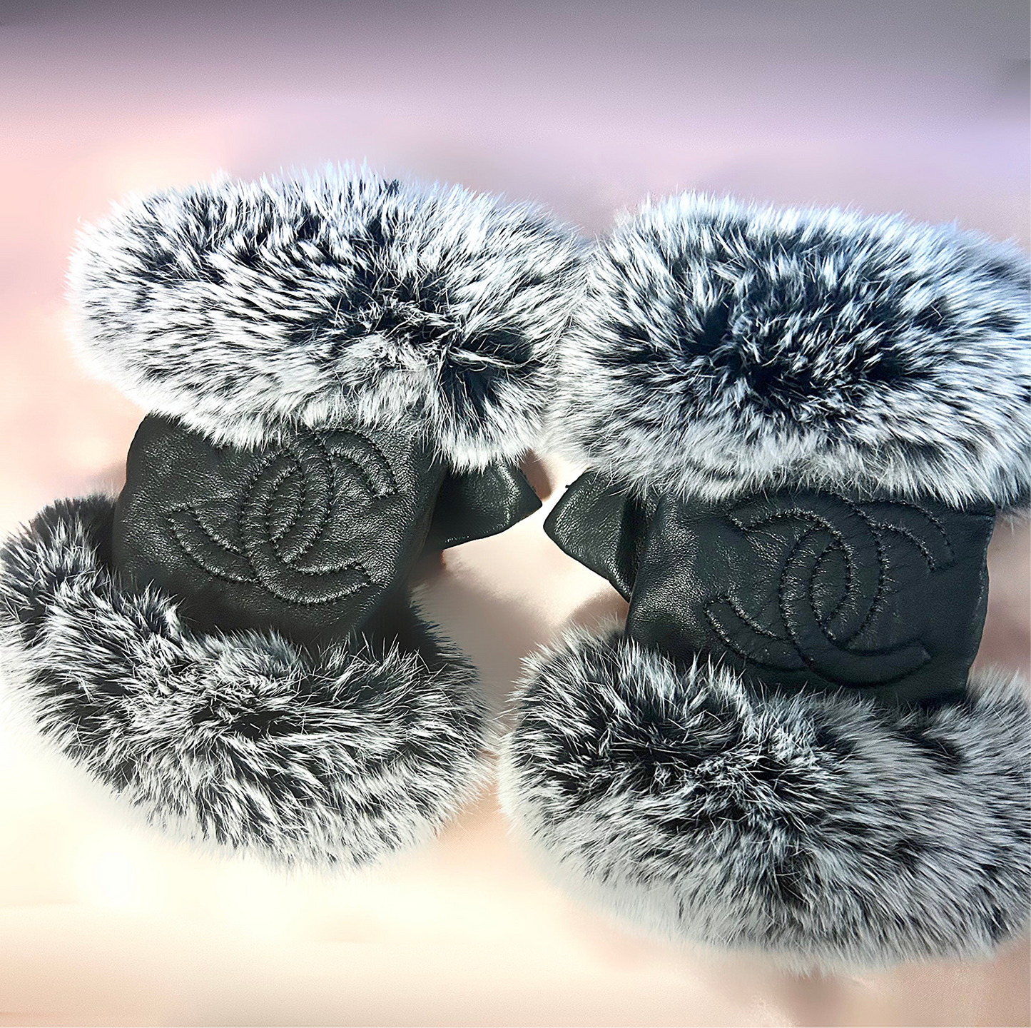 Chanel Fingerless Faux Fur Gloves