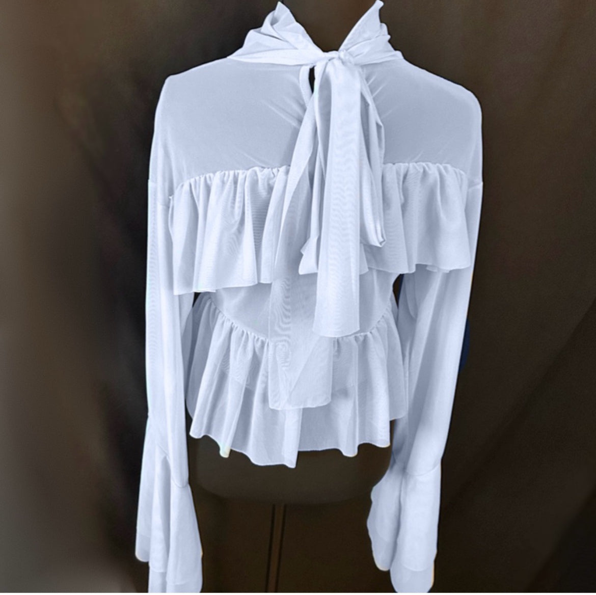 Chiffon Blue Exaggerated Ruffle Layer Blouse