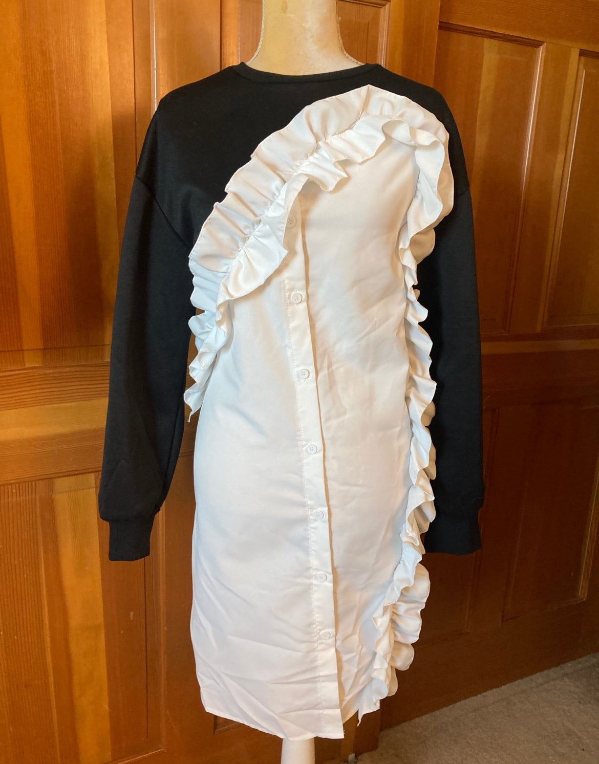 Ruffle Trim Button Dress