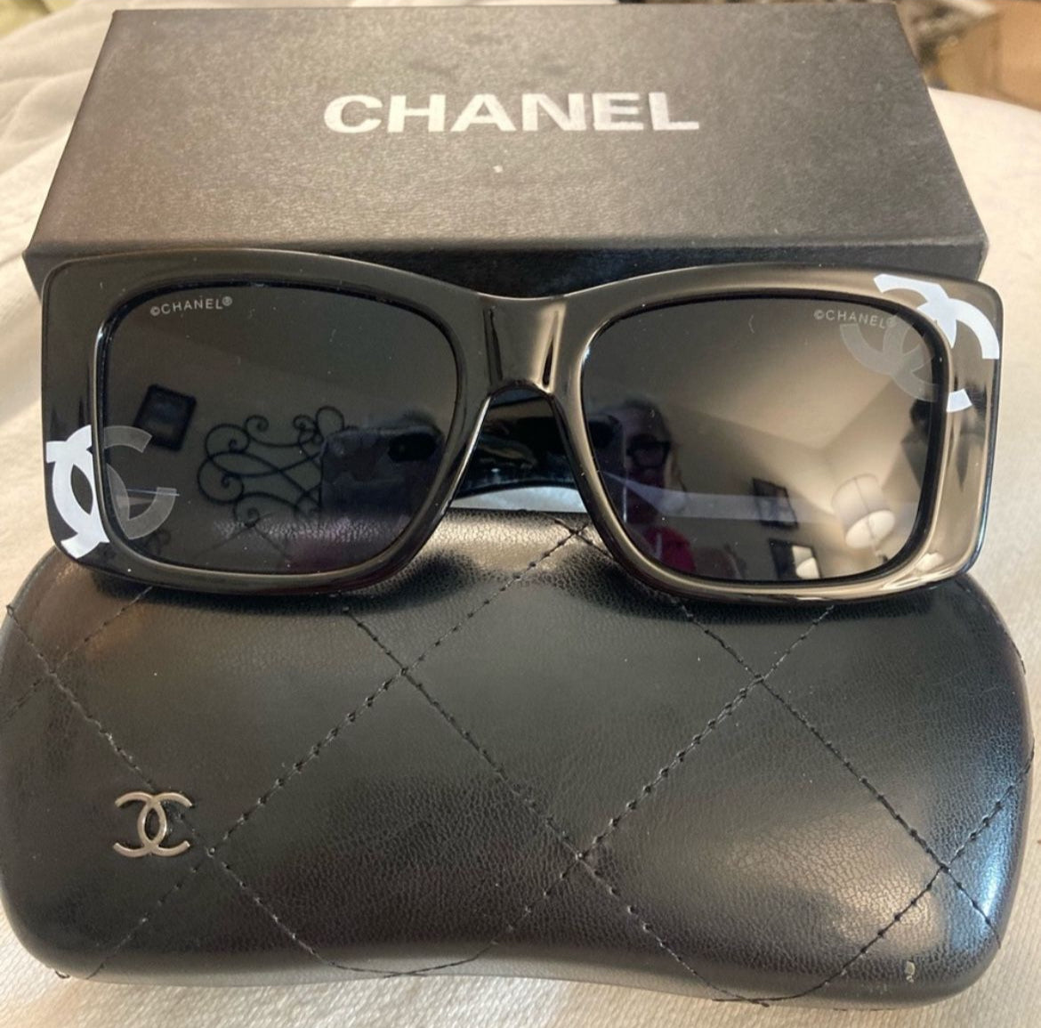 Acetate CC Logo Square Sunglasses