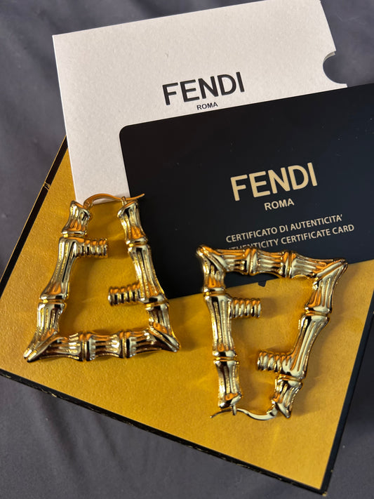 Large Gold BAMBOO Style Earrings