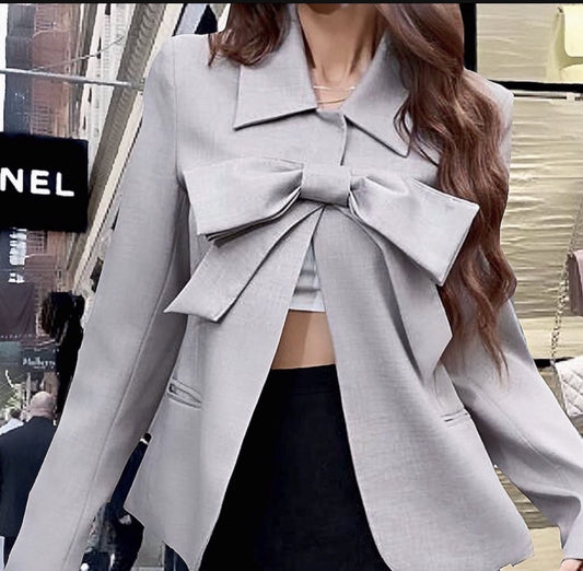Gray Bowknot Designer Shirt.