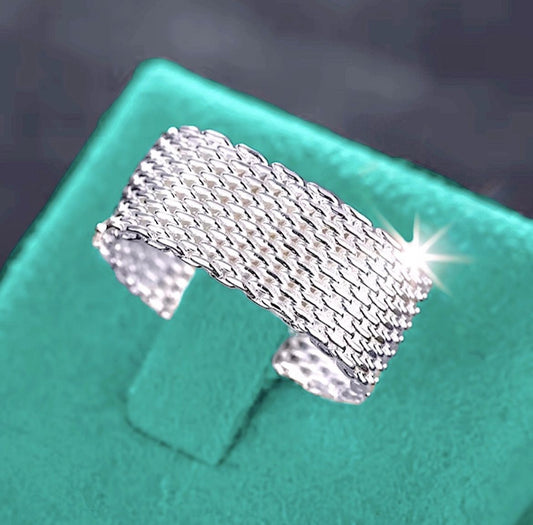 925 Silver Dense Mesh Band Ring