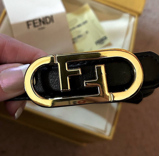 Gold Finish O'Lock Leather Buckle Belt with Box